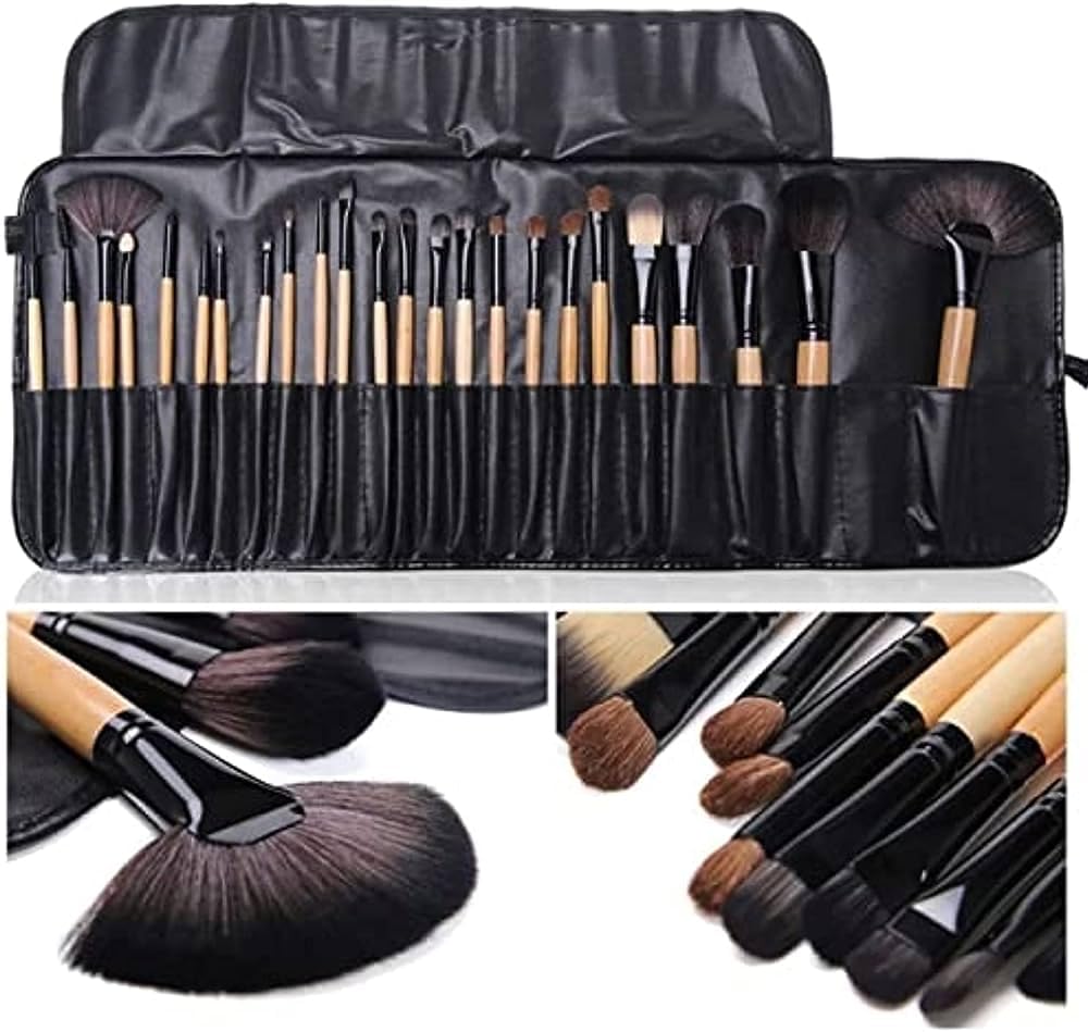 Premium 24-Piece Makeup Brush Set for Foundation, Powder, Blush & Contouring - Cruelty-Free Synthetic Fiber Brushes with Leather Case - Perfect for Professional Makeup Artists & Home Beauty Routines