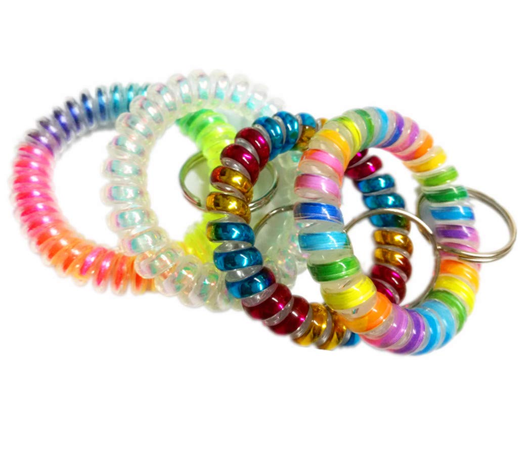 Flexible Spiral Wristband Bracelet with Keychain - Durable Spring Coil Wrist Band & Key Ring Holder for Keys, ID Cards, and Small Essentials - Perfect for Gym, Work, Travel, and Outdoor Activities