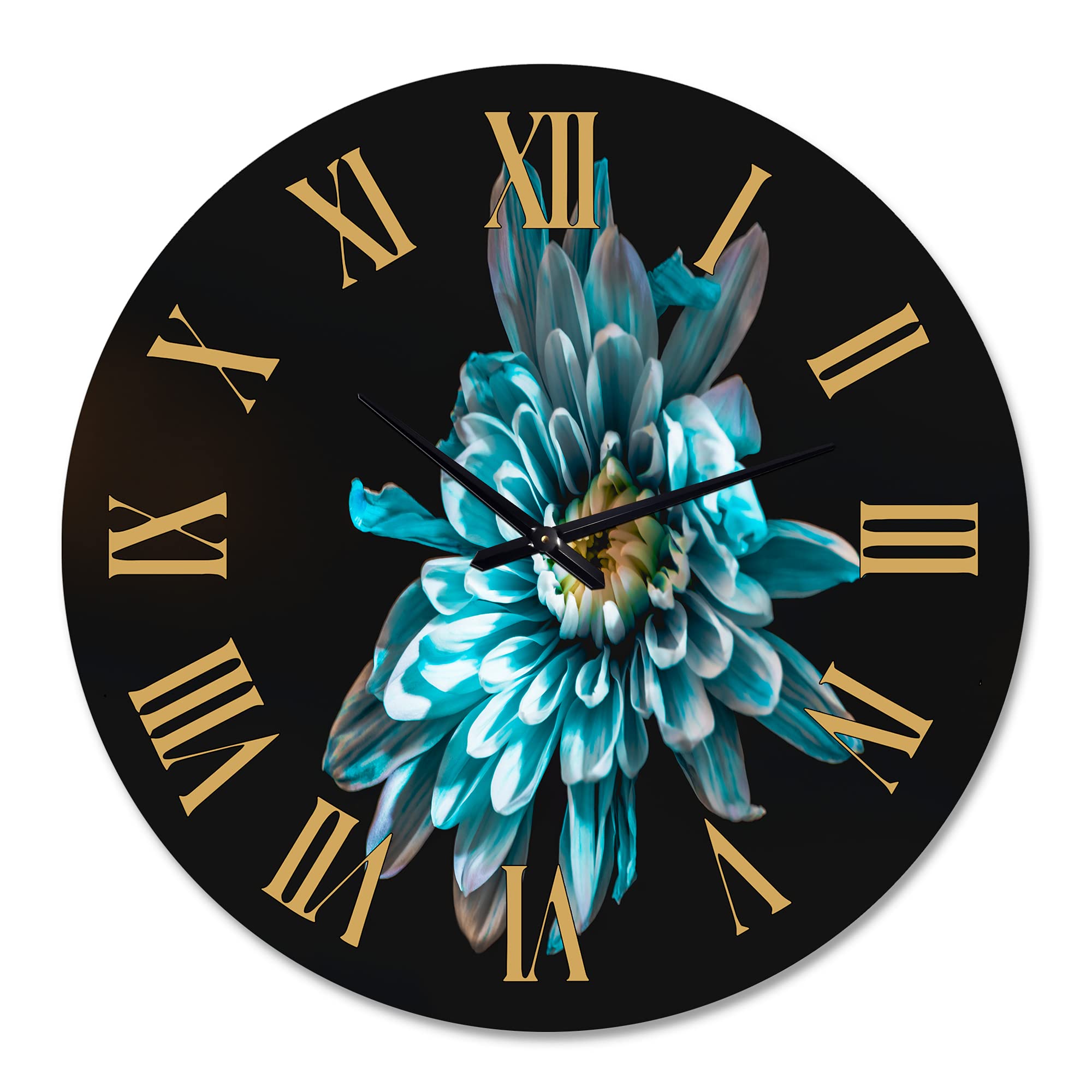 Blue and White Floral Wall Clock - Large Traditional Design for Living Room, Bedroom & Office Decor | Elegant Home & Office Timepiece
