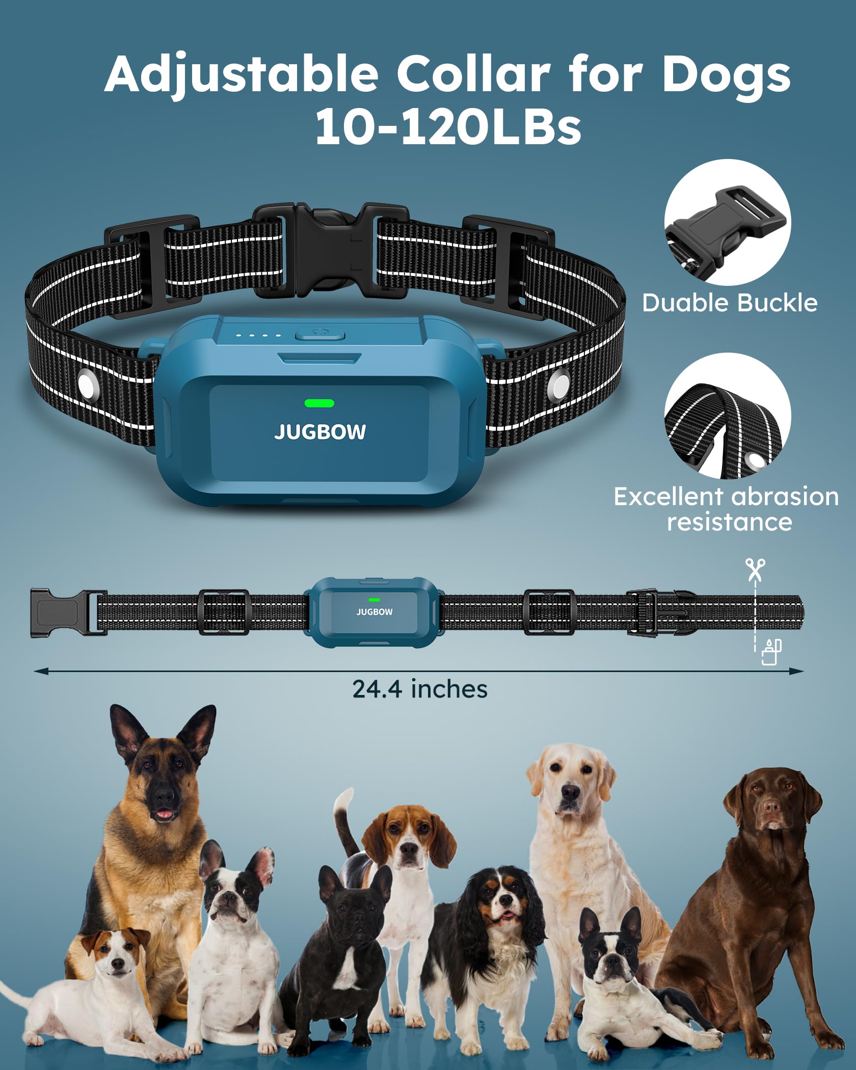 Jugbow Dog Training Collar - 4200FT Remote Training Collar for Small Medium Large Dogs (5-120 lbs), Rechargeable Waterproof IPX8 E-Collar with Beep, Vibration & Safe Static Shock - Perfect for Outdoor, Hunting & Obedience Training