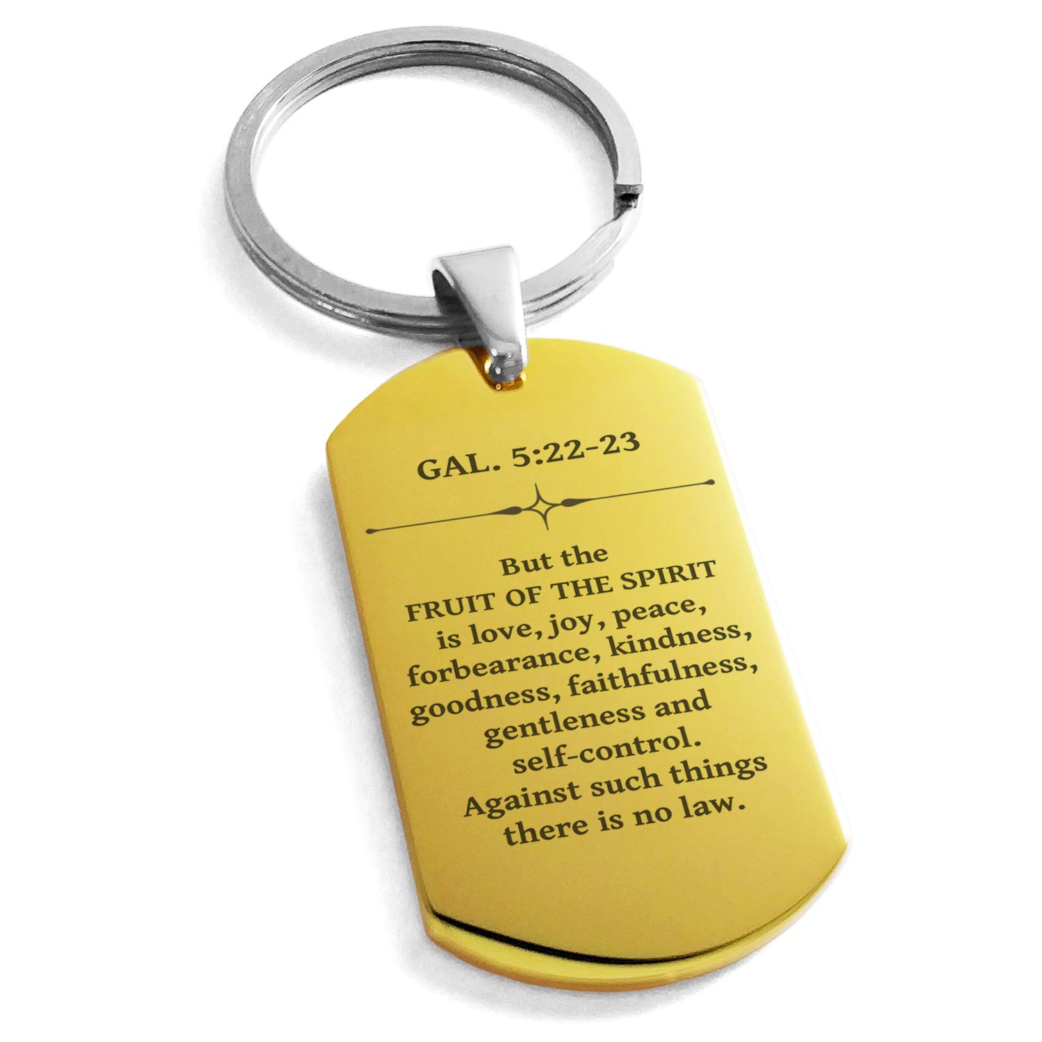 Stainless Steel Fruit of the Spirit Galatians 5:22-23 Dog Tag Keychain - Christian Jewelry Gift for Men & Women - Perfect for Bible Study, Church Events & Daily Inspiration