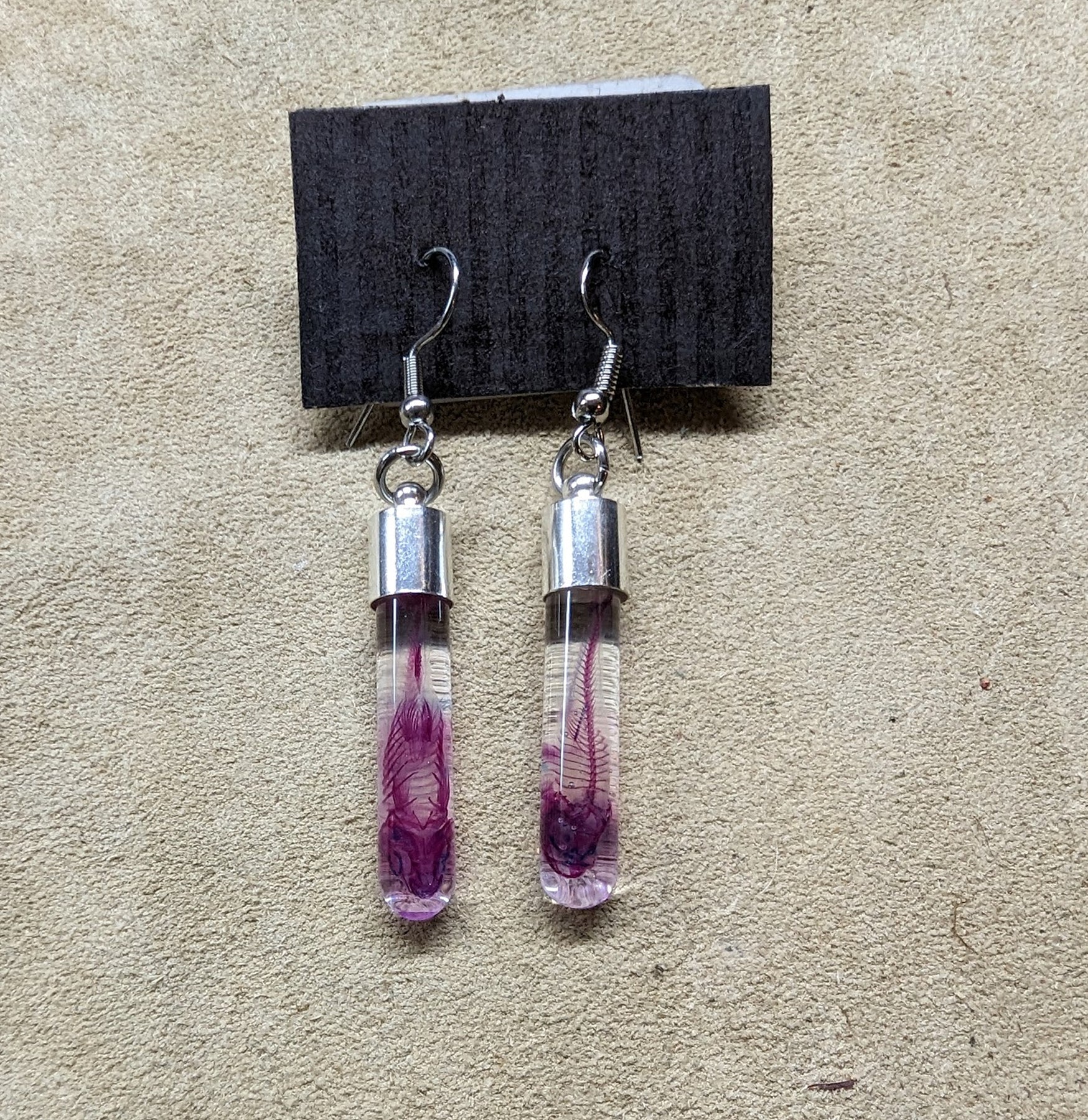 Diaphonized Fish Earrings - Unique Clear Specimen Jewelry for Women | Perfect for Gothic, Steampunk & Science Lovers - Gift for Biologists & Nature Enthusiasts