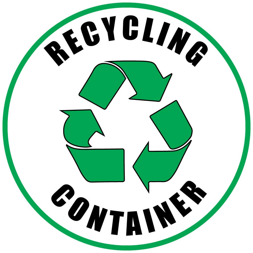 Eco-Friendly Recycling Bin Sticker Decal - 8 Inch Green & Black Vinyl Label for Trash Cans & Waste Bins | Perfect for Home, Office & School Recycling Stations