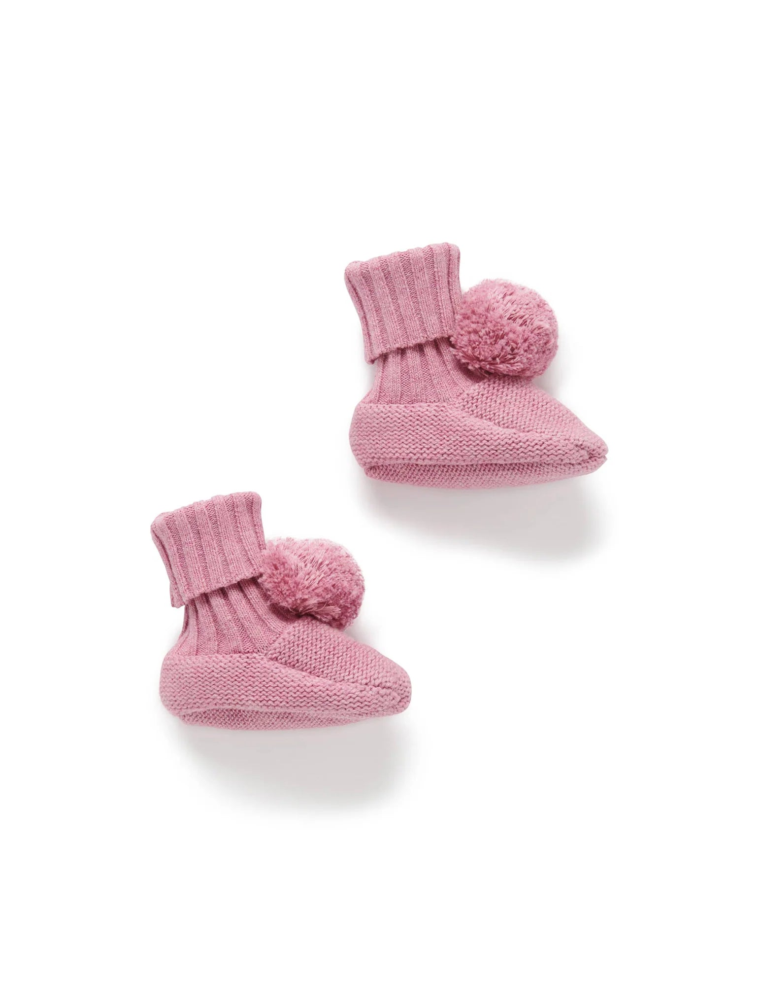 Purebaby Pom Pom Booties for Babies - Soft & Cozy Hyacinth Knit Booties for Newborns & Infants - Perfect for Winter, Photo Shoots & Gifts