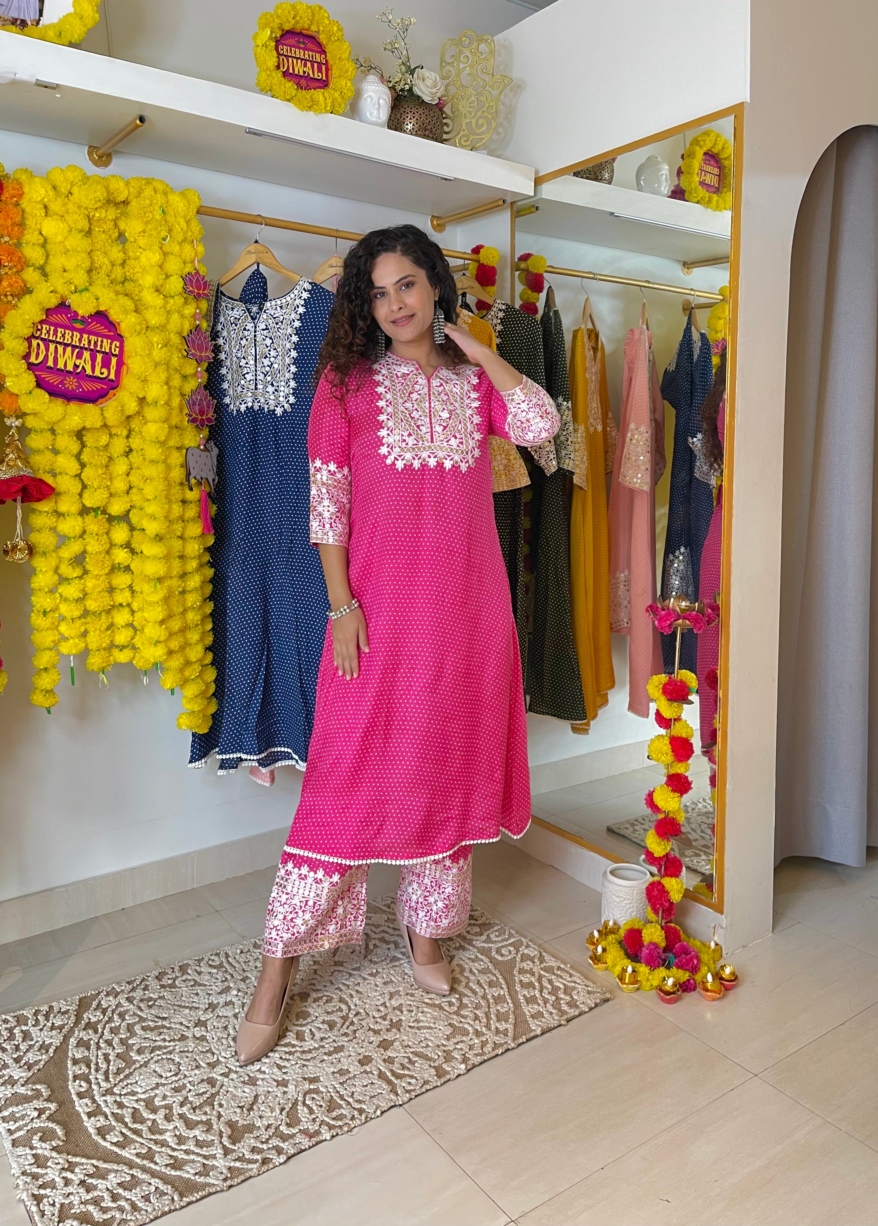 Elegant Rose Pink Silk Kurta Pants Set for Women - Traditional Indian Ethnic Wear for Parties, Weddings & Festive Occasions