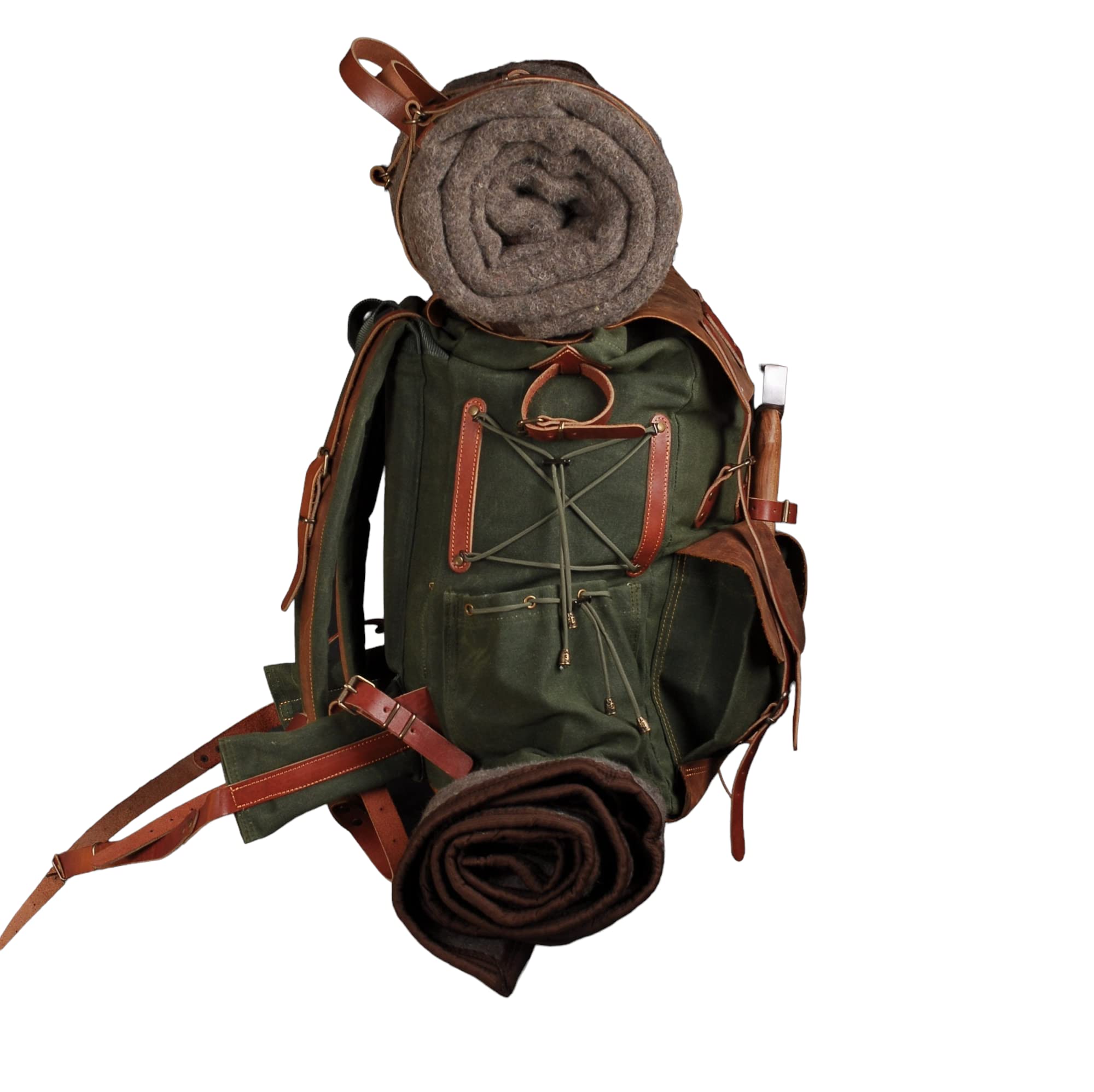 Premium Bushcraft & Camping Backpack - 60L Waxed Canvas & Leather Travel Backpack for Outdoor Adventures, Hiking & Survival Gear - Customizable (40L Option Available)