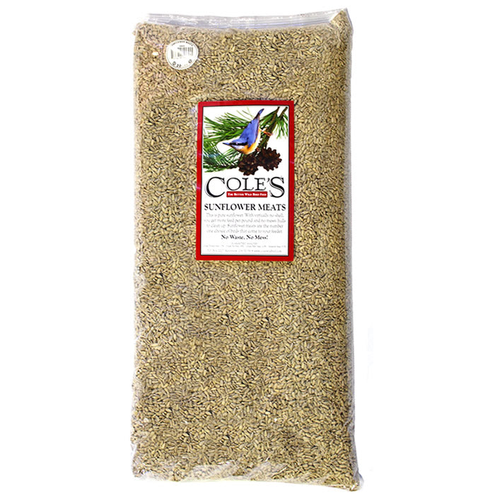 Cole's Sunflower Meats Premium Wild Bird Seed - 20 lb or 40 lb Bag - High Energy Bird Food for Cardinals, Finches & Backyard Birds