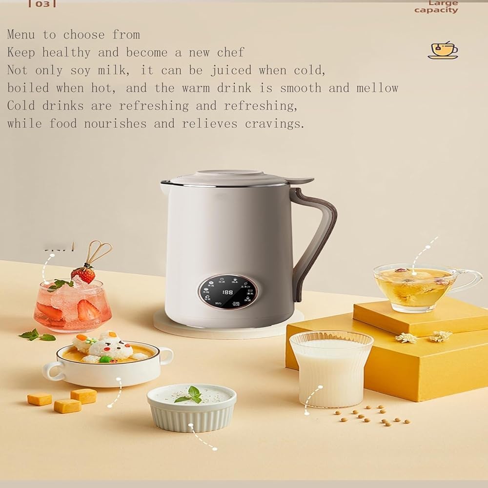 8-in-1 Nut Milk Maker Machine for Homemade Almond, Oat, Coconut & Soy Milk - Automatic Plant-Based Non-Dairy Beverage Maker with Delay Start, Keep Warm & Boil Water Functions - Perfect for Vegan, Keto & Healthy Lifestyles