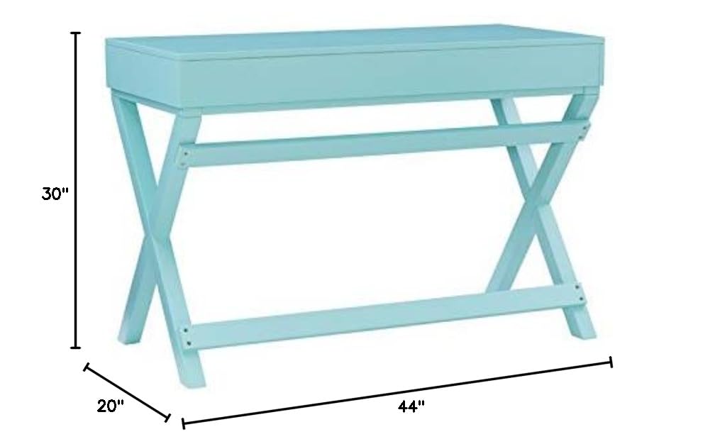 Linon Peggy Wood Two Drawer Writing Desk in Blue - Compact Home Office Desk for Small Spaces, Study & Work from Home (Blue Finish)