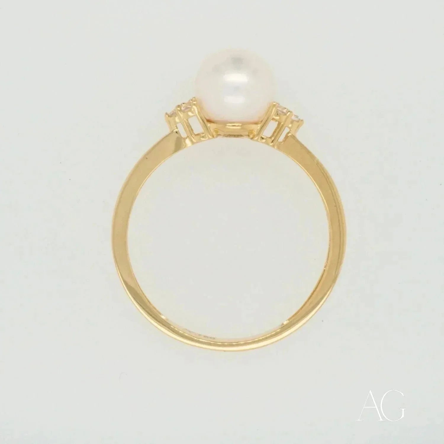 7mm Golden Pearl Ring for Women - Elegant & Stunning Jewelry for Weddings, Parties & Special Occasions