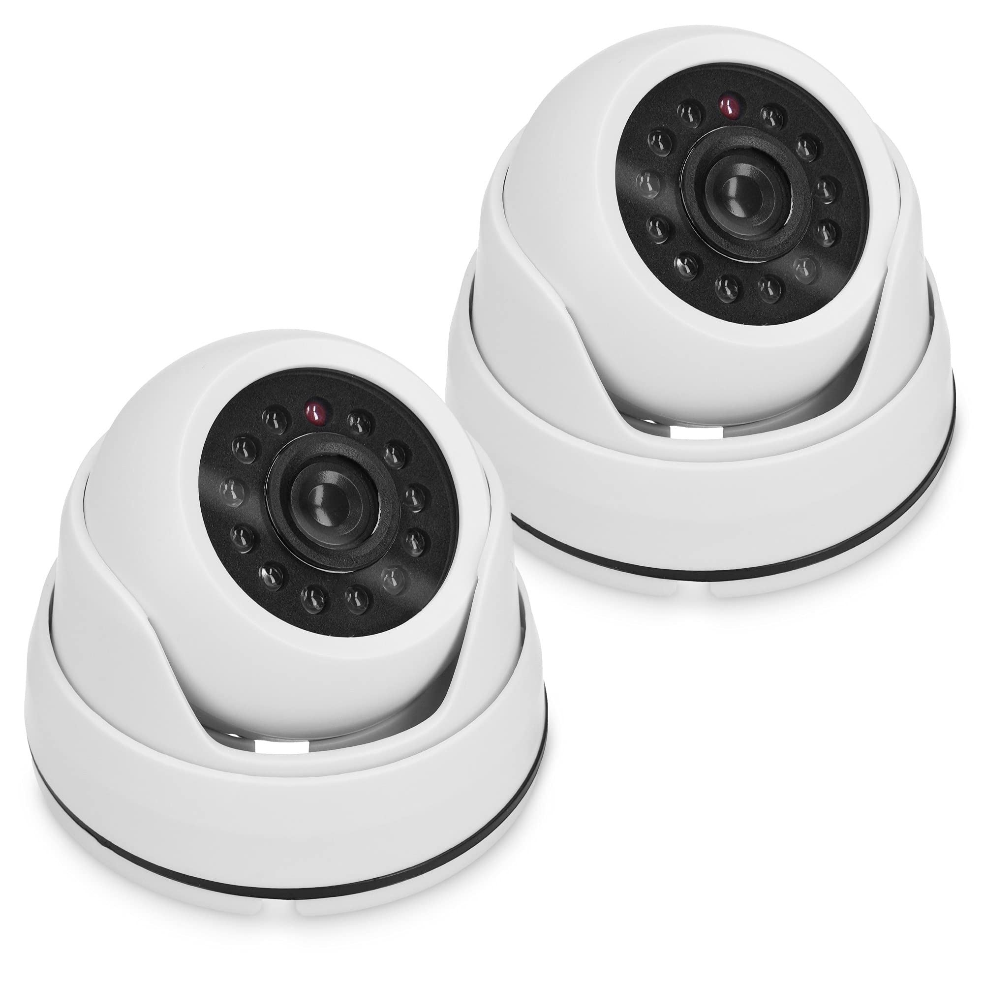 **kwmobile Fake Surveillance Camera - 2 Pack Dummy CCTV Security Camera with LED Light for Home & Shop - Dome Style Burglar Deterrent for Indoor Use (1080p HD, White) - Ideal for Garage, Office & Retail Store Security**