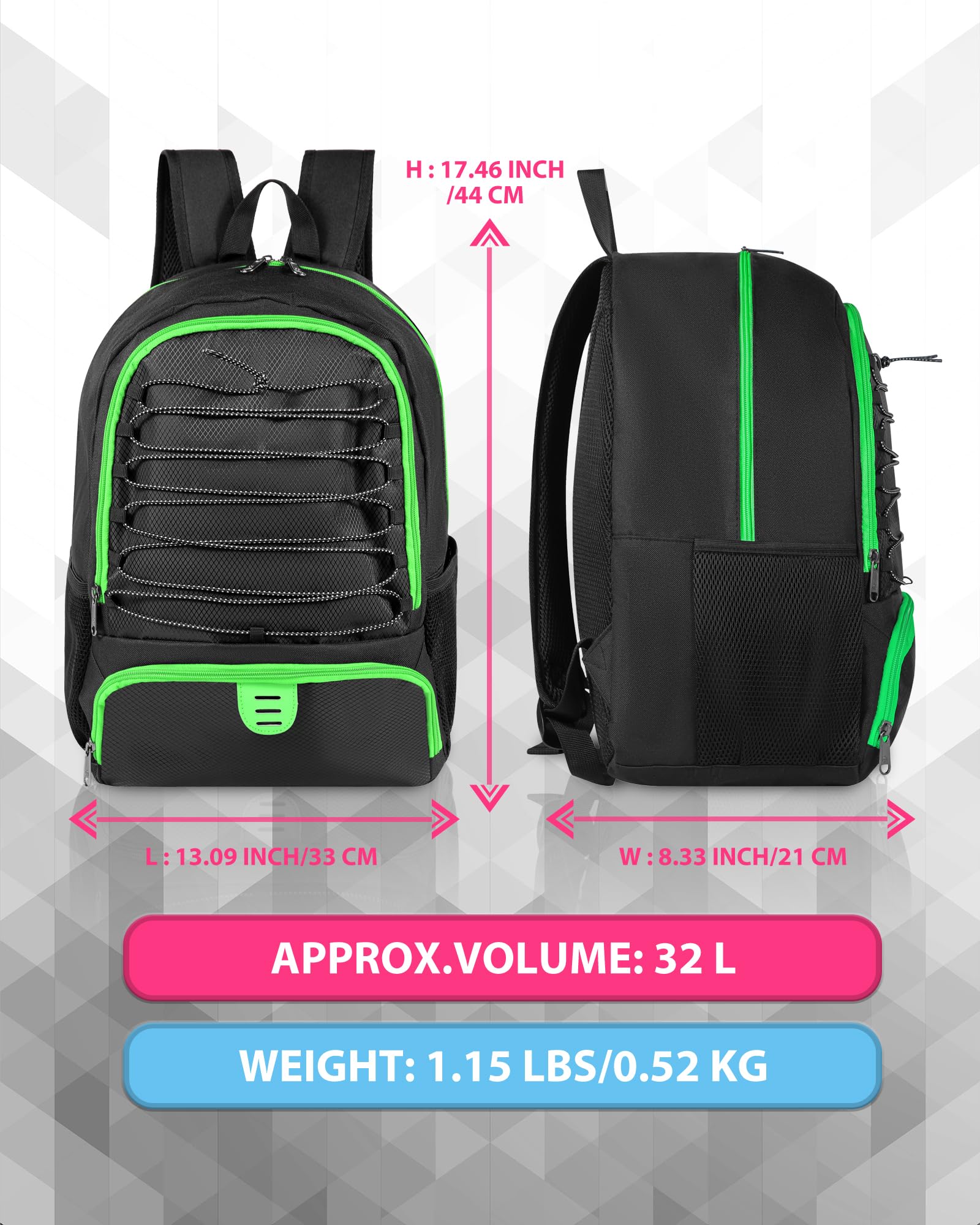 30L Lightweight Breathable Basketball Backpack for Men & Women - Sports Bag with Shoe & Ball Compartment - Perfect for Soccer, Volleyball, Football, Gym, School & Travel