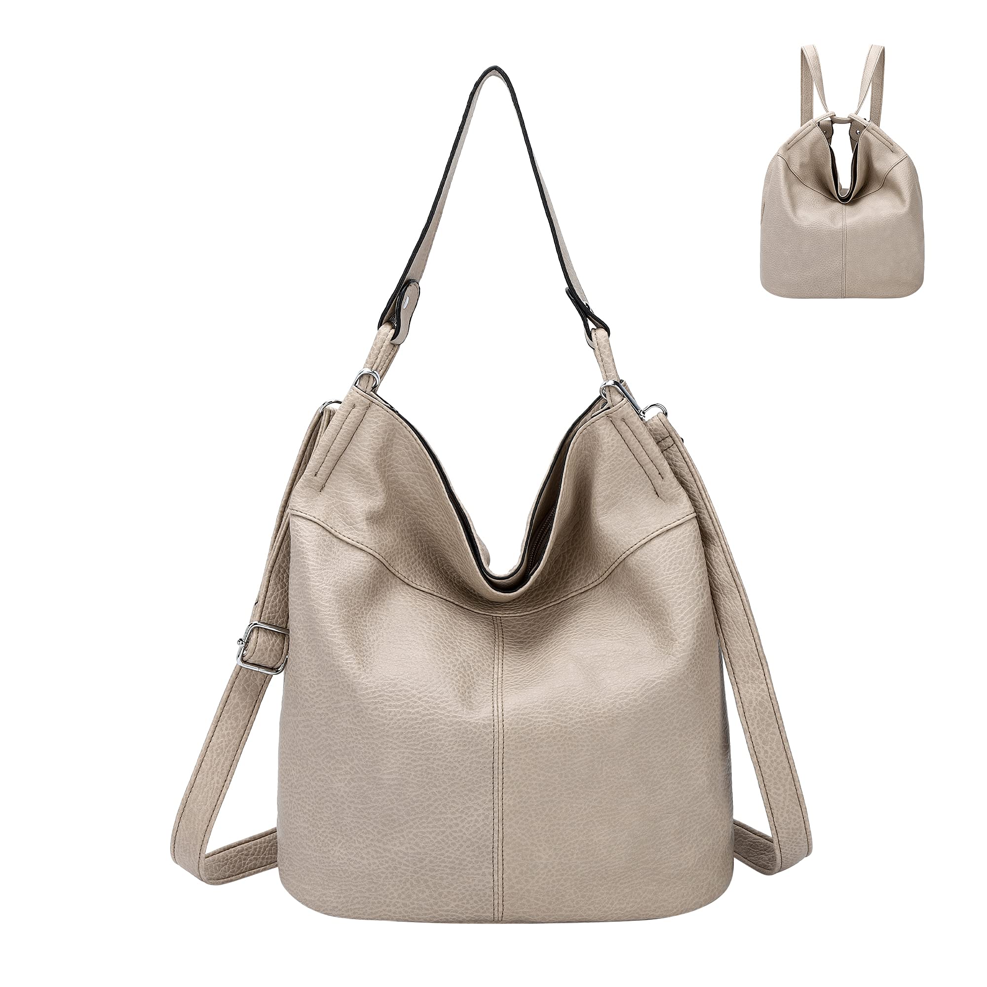 Stylish Convertible Backpack Purse for Women - Crossbody Shoulder Bag & Handbag in Apricot | Perfect for Travel, Work & Everyday Use