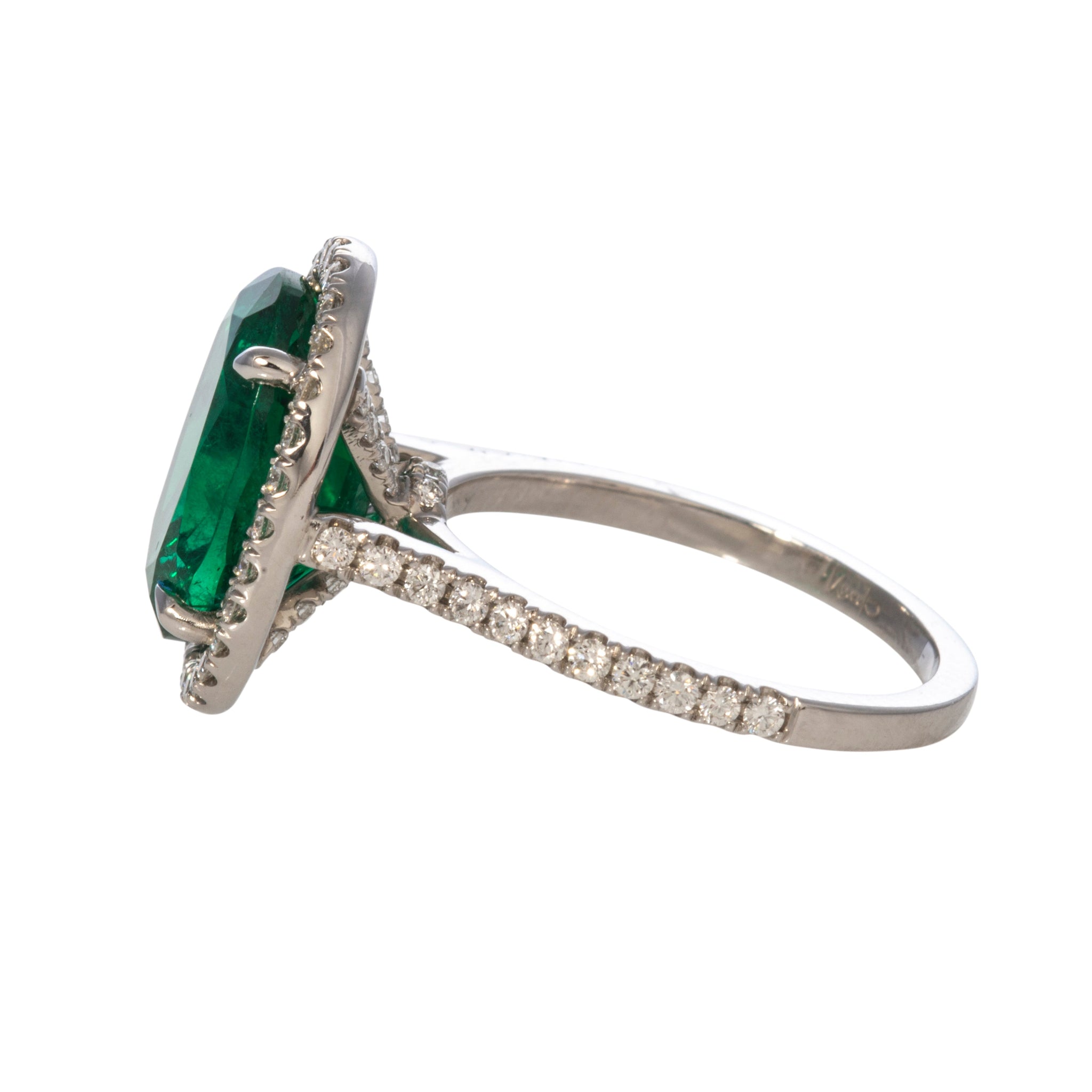 4.44ct Oval Emerald & Pavé Diamond Halo Platinum Engagement Ring - Perfect for Wedding, Proposal & Anniversary Gifts