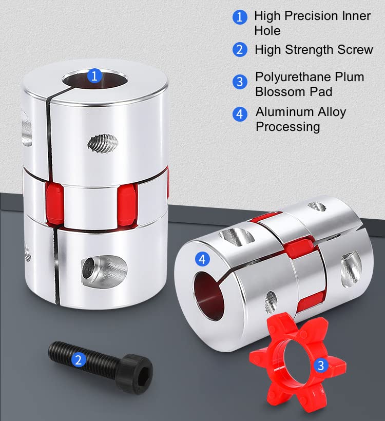 8mm to 10mm Flexible Aluminum Shaft Coupling D25 L35 Connector - Plum Coupler for 3D Printer, CNC Machine & Servo Stepped Motor | High Precision Motion Control for DIY Robotics and Automation Projects