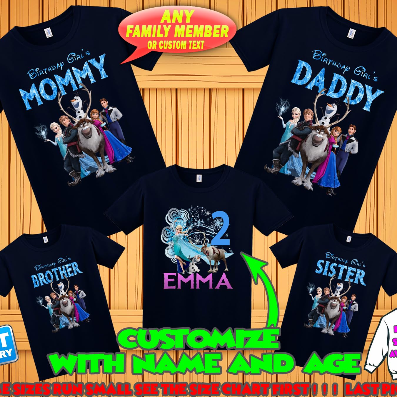 Frozen Birthday Shirt for Kids - Custom Personalized Frozen T-Shirts for Girls & Boys - Disney Frozen Family Matching Outfits - Perfect for Birthday Parties, Family Photos & Disney Theme Events