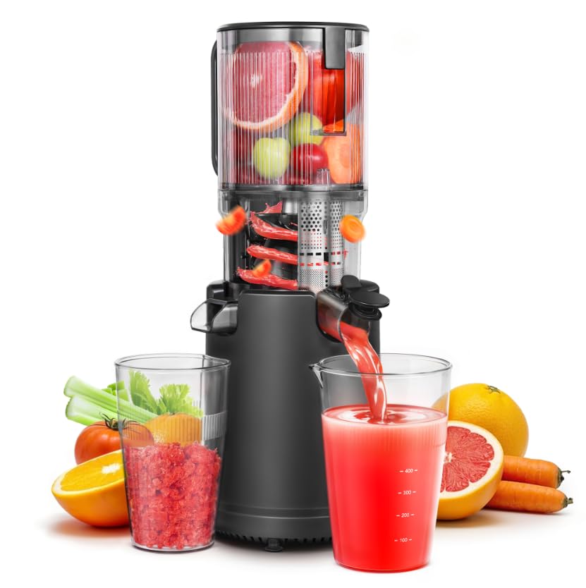 Premium Slow Cold Press Juicer Machine - Electric Masticating Juicer Extractor with Wide Feed Chute - Easy Clean Whole Fruit & Vegetable Juice Maker - Perfect for Healthy Juicing, Detox, and Raw Food Diets - Ideal for Home Kitchens & Juice Bars