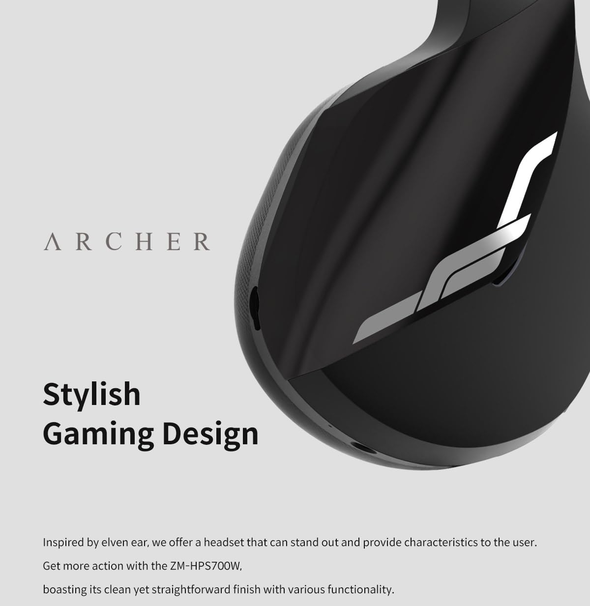 Zalman HPS700 Archer Wireless Gaming Headset with Detachable Mic, LED Indicator, USB-C Charging & Memory Foam Ear Cushions - Perfect for PC Gaming, Music Streaming & Online Meetings (Black)