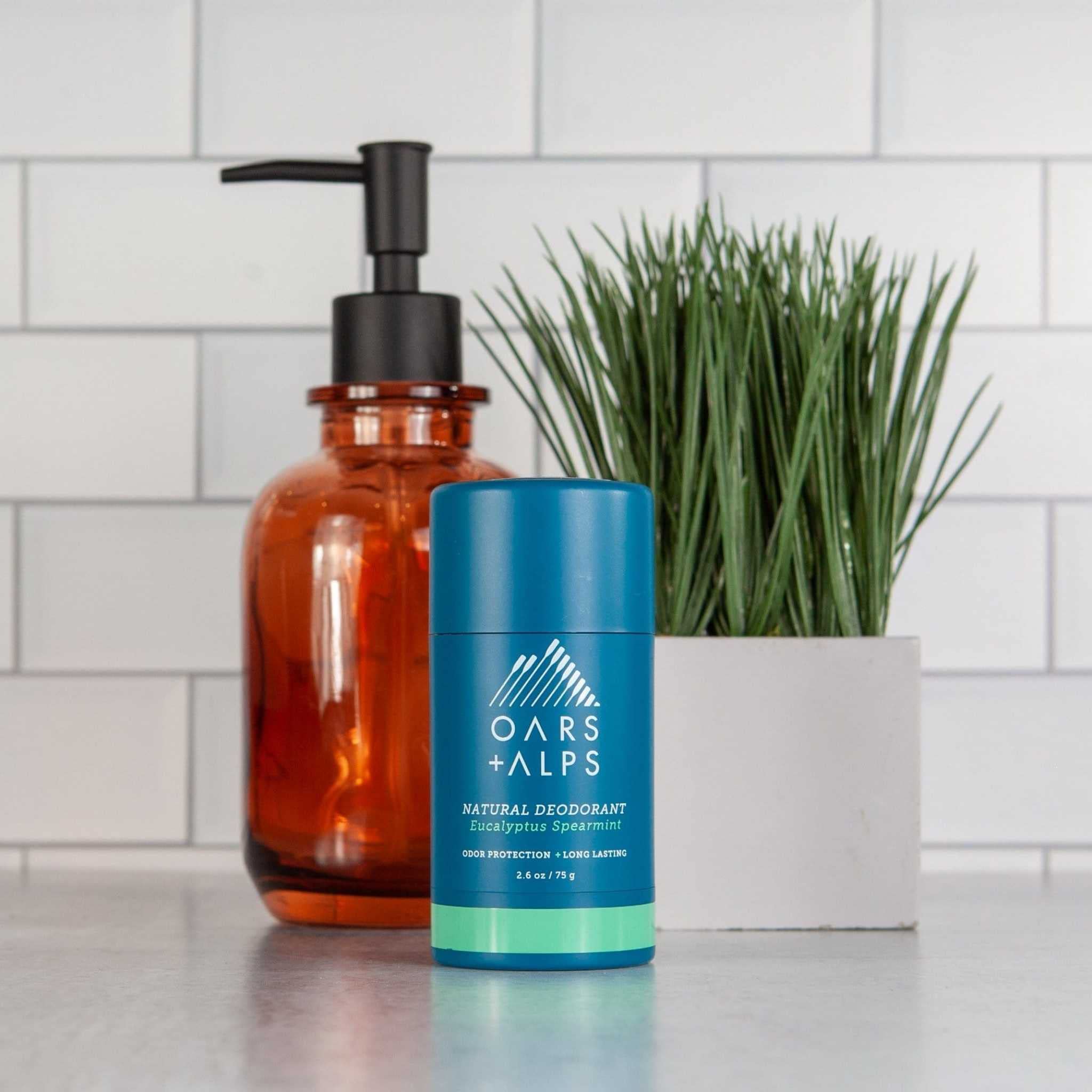 Oars + Alps Aluminum Free Natural Deodorant for Men & Women - Dermatologist Tested, Clean Ingredients, Travel Size (2.6 Oz Each) - 2 Pack Eucalyptus Spearmint Scent | Fresh All Day Protection for Gym, Work & Outdoor Activities