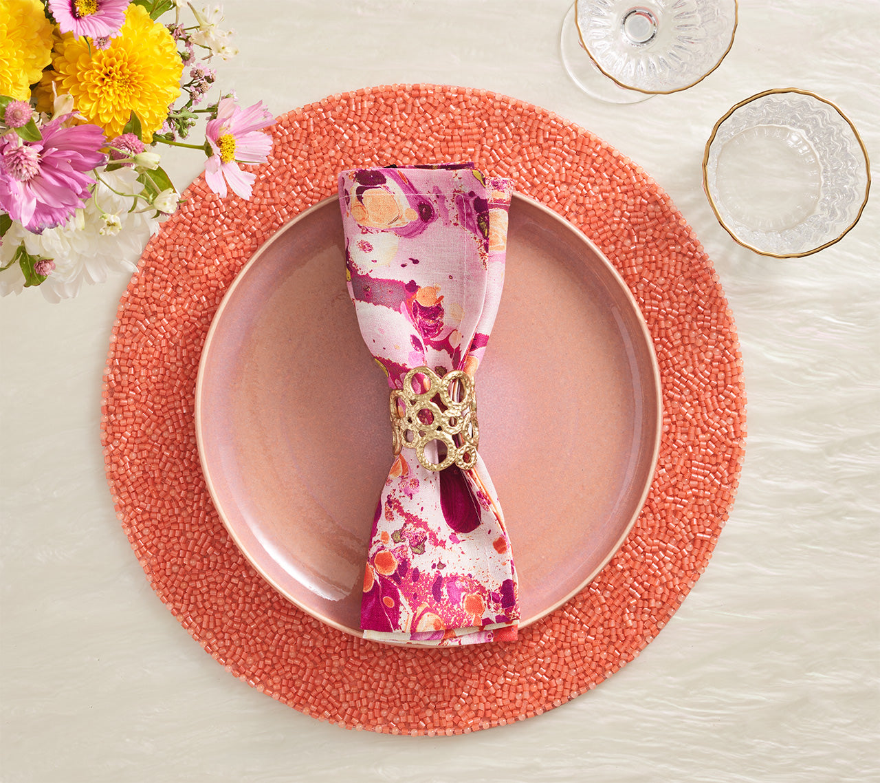 Premium Coral Placemats Set of 4 - Waterproof & Heat-Resistant Dining Table Mats for Everyday Use, Dinner Parties & Home Decor