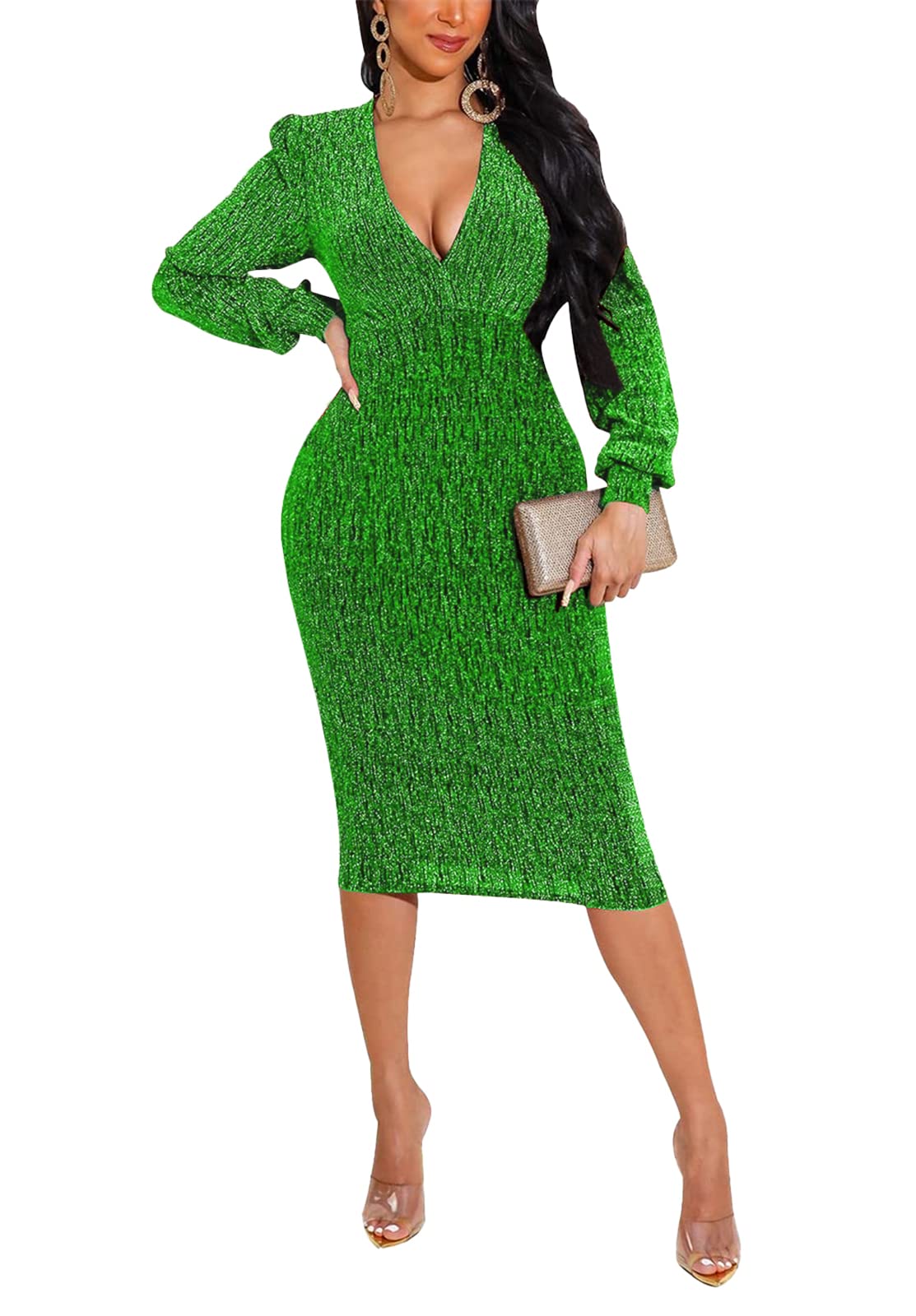 Sparkly Sequin Bodycon Dress for Women - Long Sleeve Sexy Club Party Dress | Perfect for Night Out, Holiday Party & Special Occasions