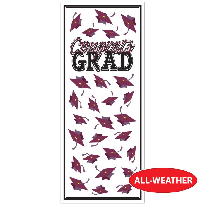 12 Pack Beistle Burgundy Graduation Door Cover - Decorate for High School & College Graduation Parties, Commencement Celebrations, and Grad Night Events