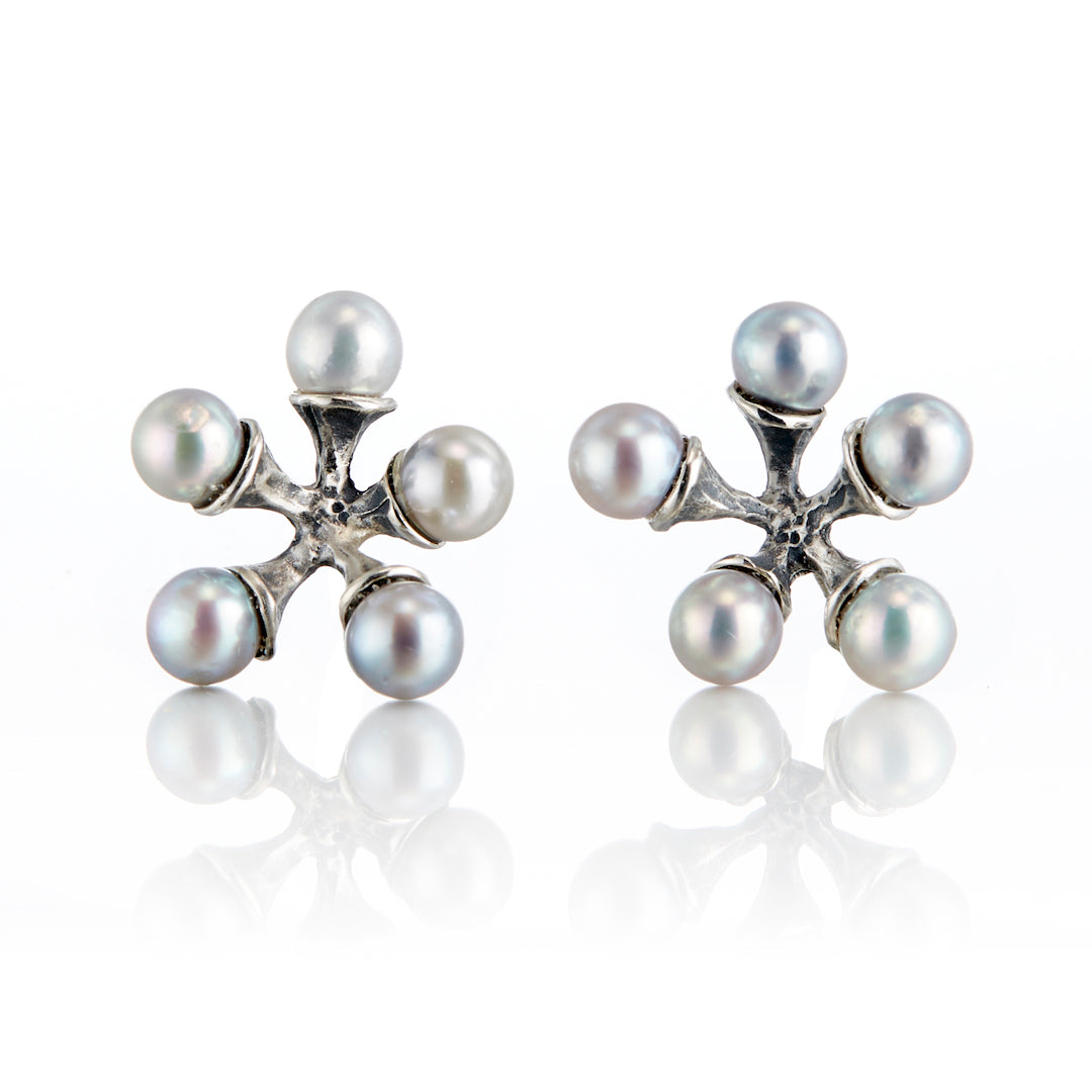 Elegant Light Silver Akoya Pearl Micro Jack Earrings – Perfect for Weddings, Parties & Everyday Wear