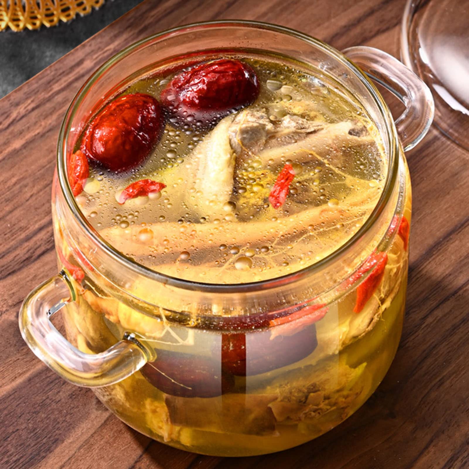 Borosilicate Glass Stock Pot with Lid - Clear Heat-Resistant Milk Pan, Sauce Pot & Mini Cookware (15.5x13.5x10cm) - Perfect for Simmering, Boiling Milk, Cooking Sauces & Small Batch Meals