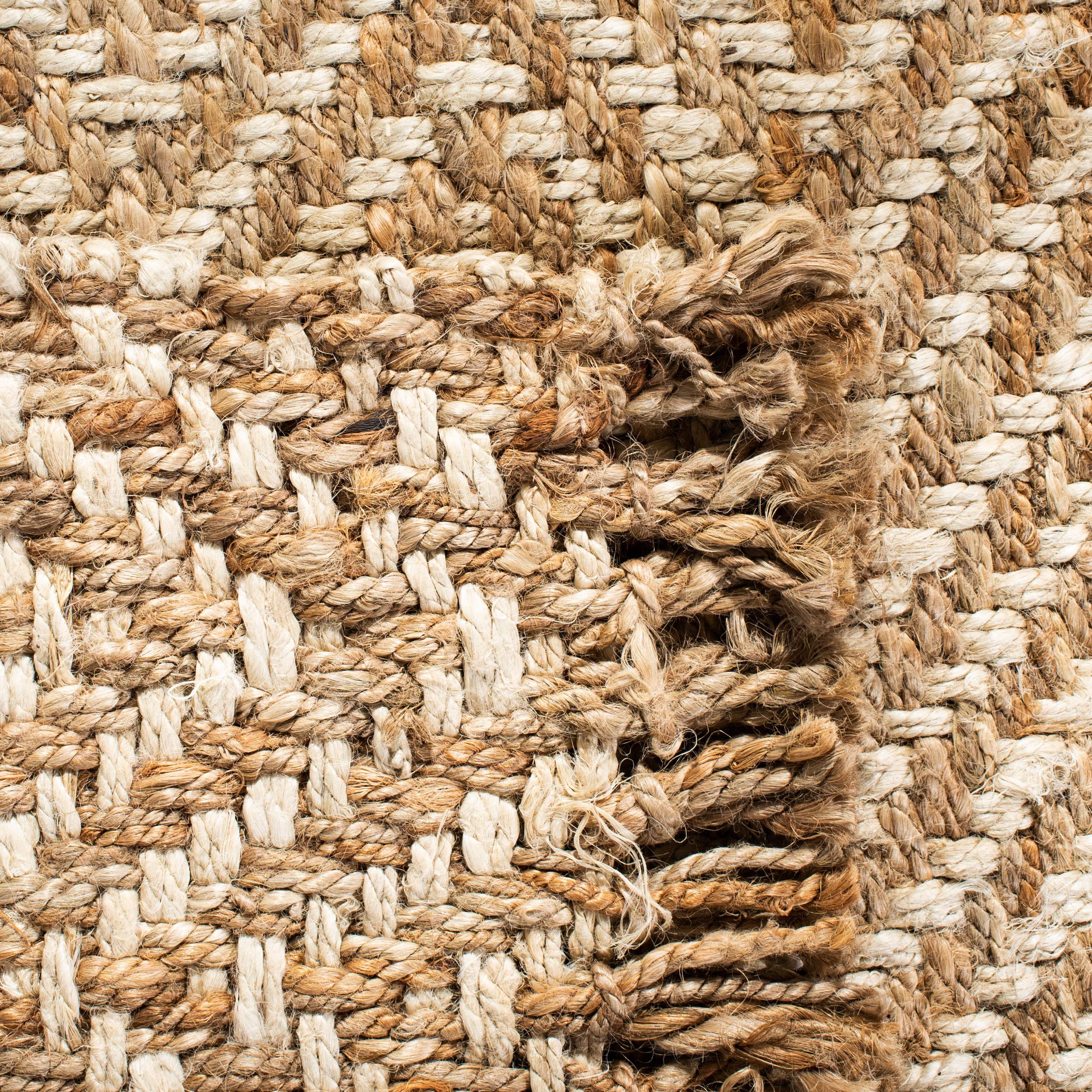 SAFAVIEH Handmade Jute Chevron Fringe Accent Rug 4' x 6' - Natural & Bleach Colors, Eco-Friendly Natural Fiber Collection (NF458A) | Perfect for Entryway, Living Room, Bedroom & High Traffic Areas - Adds Boho Chic Style to Any Space