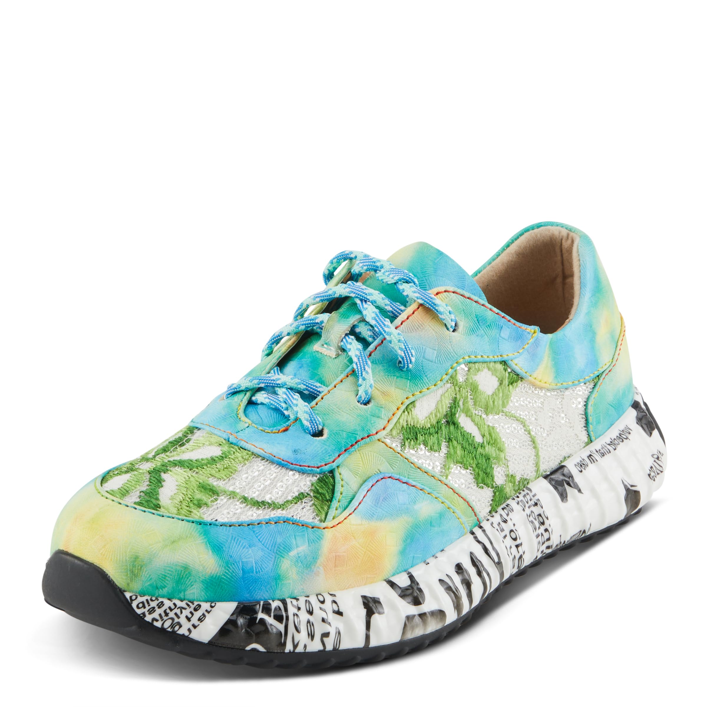 Spring Step L'Artiste Women's Emelie Fashion Sneaker - Stylish Sequin & Embroidered Athletic Shoes for Walking, Running & Casual Wear | Comfortable Women's Sneakers for Workouts, Travel & Everyday Fashion