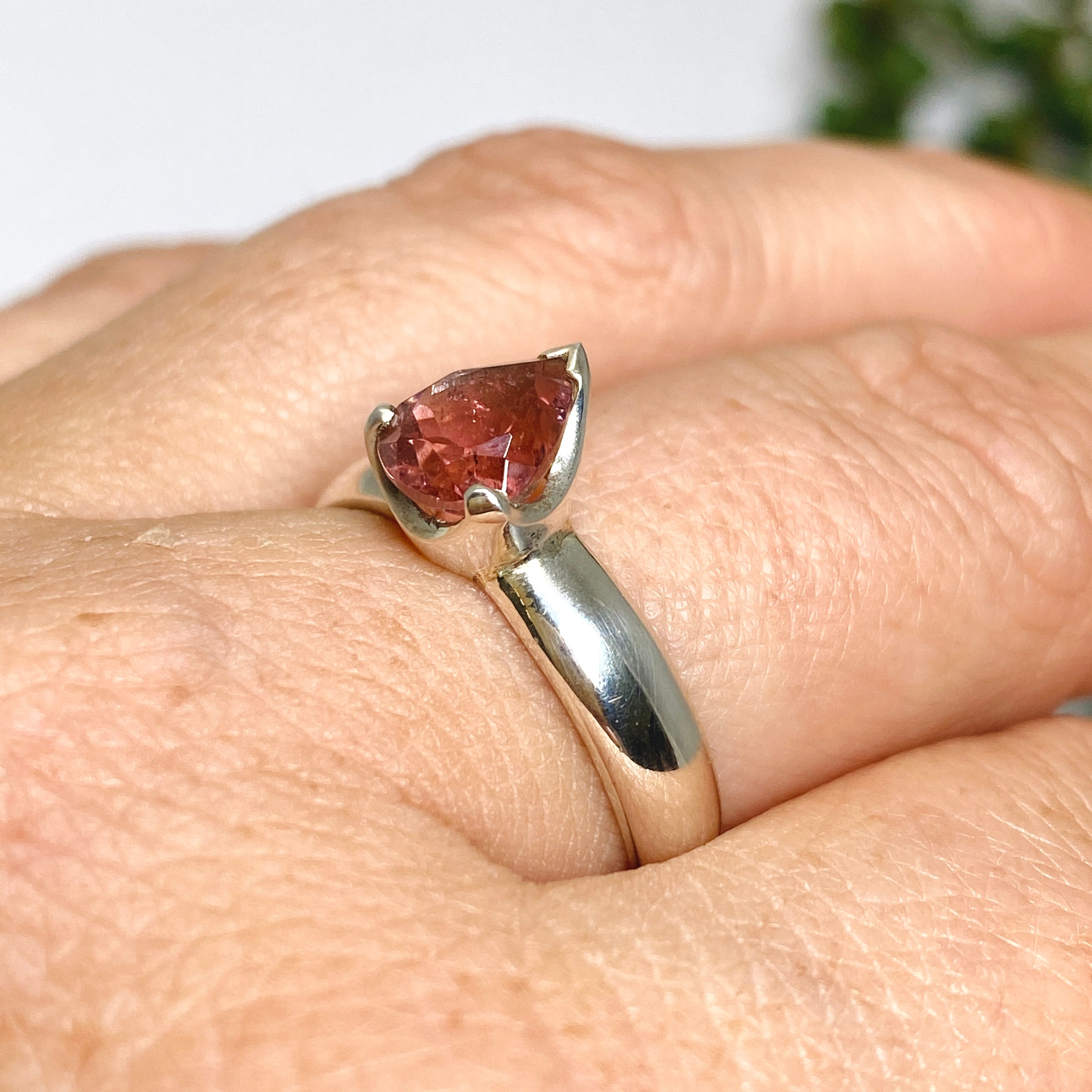 Pink Tourmaline Teardrop Faceted Ring - Size 8 - PRGJ539 - Elegant Jewelry for Women, Perfect for Weddings, Parties & Special Occasions