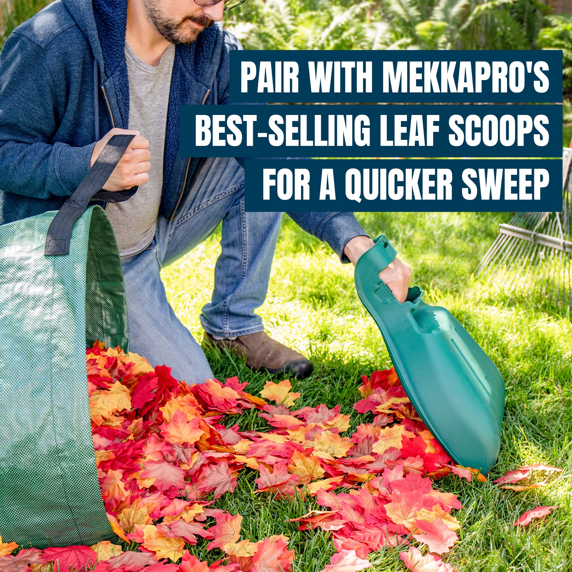 MEKKAPRO Big Gulp Leaf Bags - 2 Pack Heavy Duty 53 Gallon Yard Waste Bags with Reinforced Handles | Reusable Garden Debris Bags for Leaves, Grass Clippings & Lawn Cleanup | Perfect for Fall Yard Work, Landscaping & Home Gardening