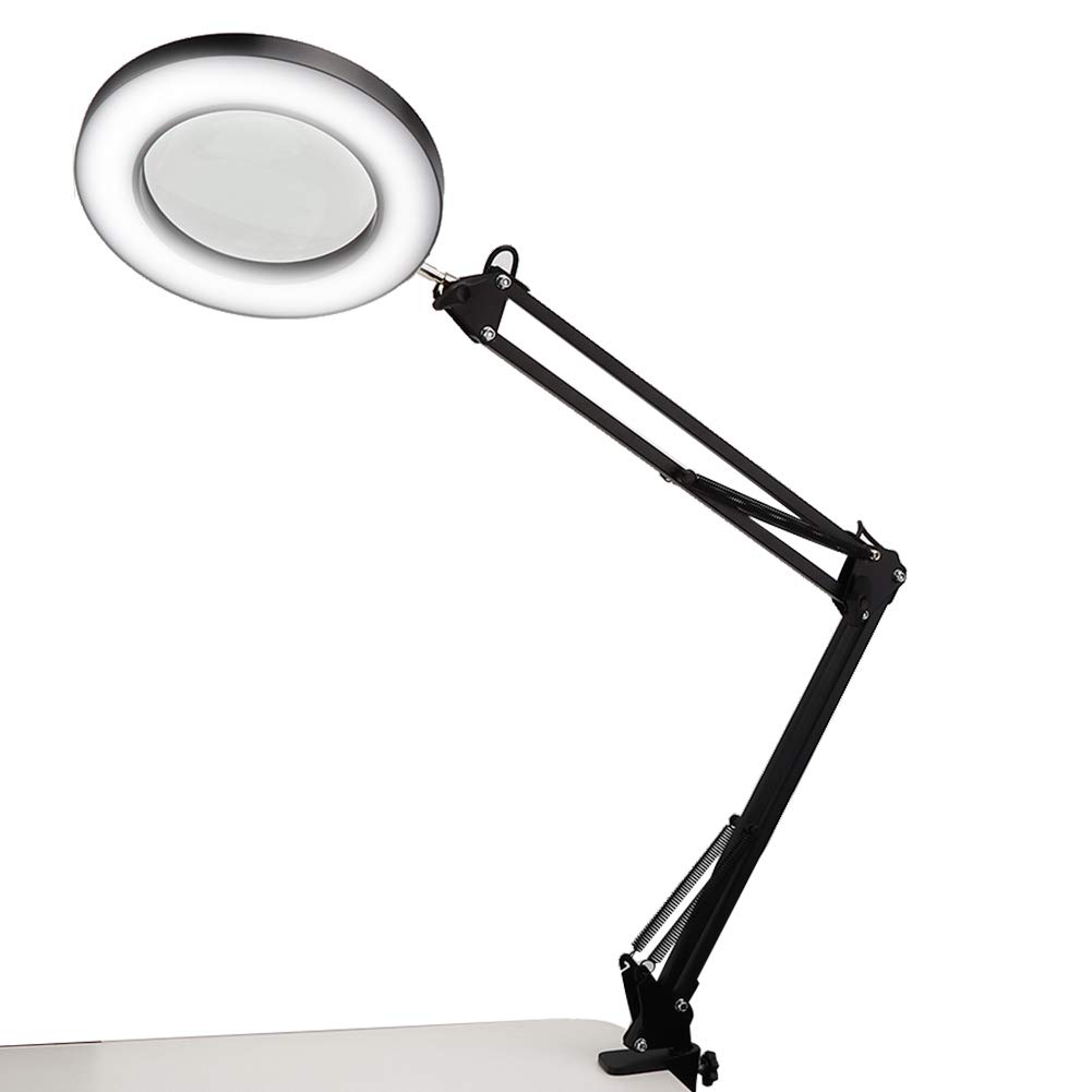 120pcs LED Magnifying Lamp with Foldable Clip - Bright Light for Jewelry Making, Arts & Crafts, Reading, Repair Work - Adjustable Magnifier Lamp (Black)