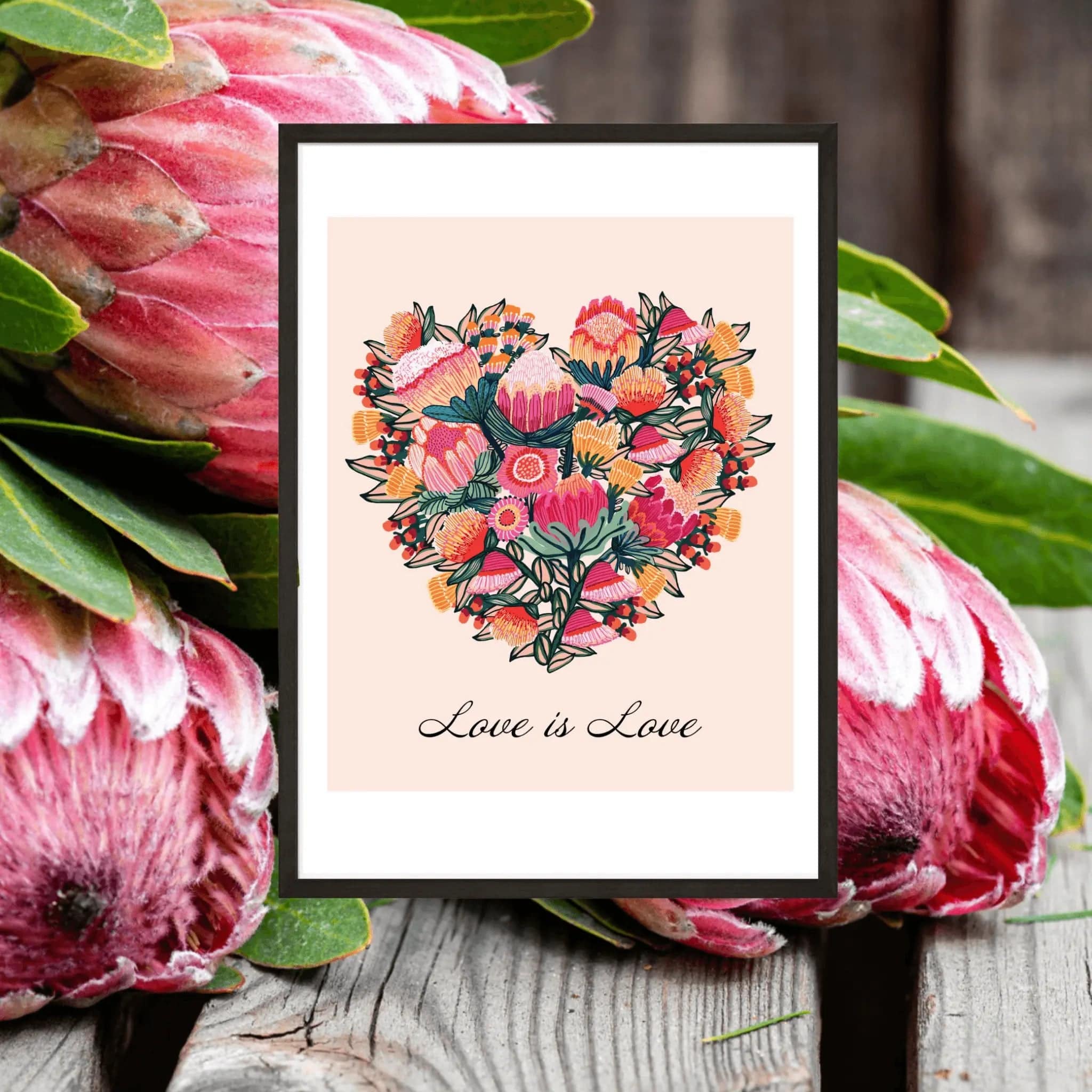 Love is Love Botanical Art Print - LGBTQ+ Pride Wall Decor for Home, Office & Gifts | Romantic Floral Painting for Bedroom & Living Room
