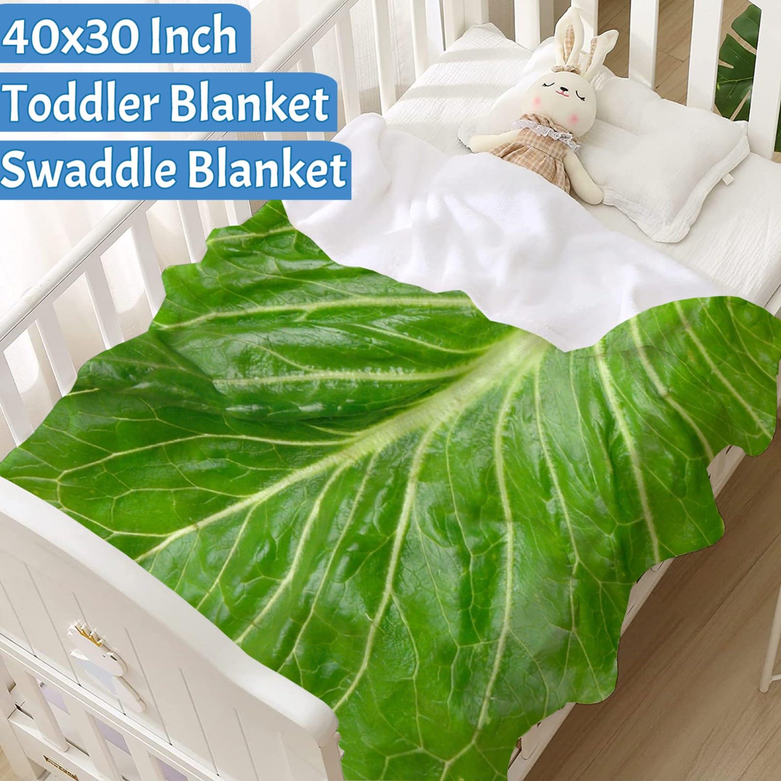 40x30 Inch Lettuce Blanket for Baby - Soft Fleece Cabbage Blanket, Funny Food Gift for Women & Kids, Cozy Summer & Fall Throw for Couch, Bed, Sofa - Perfect for Gifts, Lounging & Photo Props