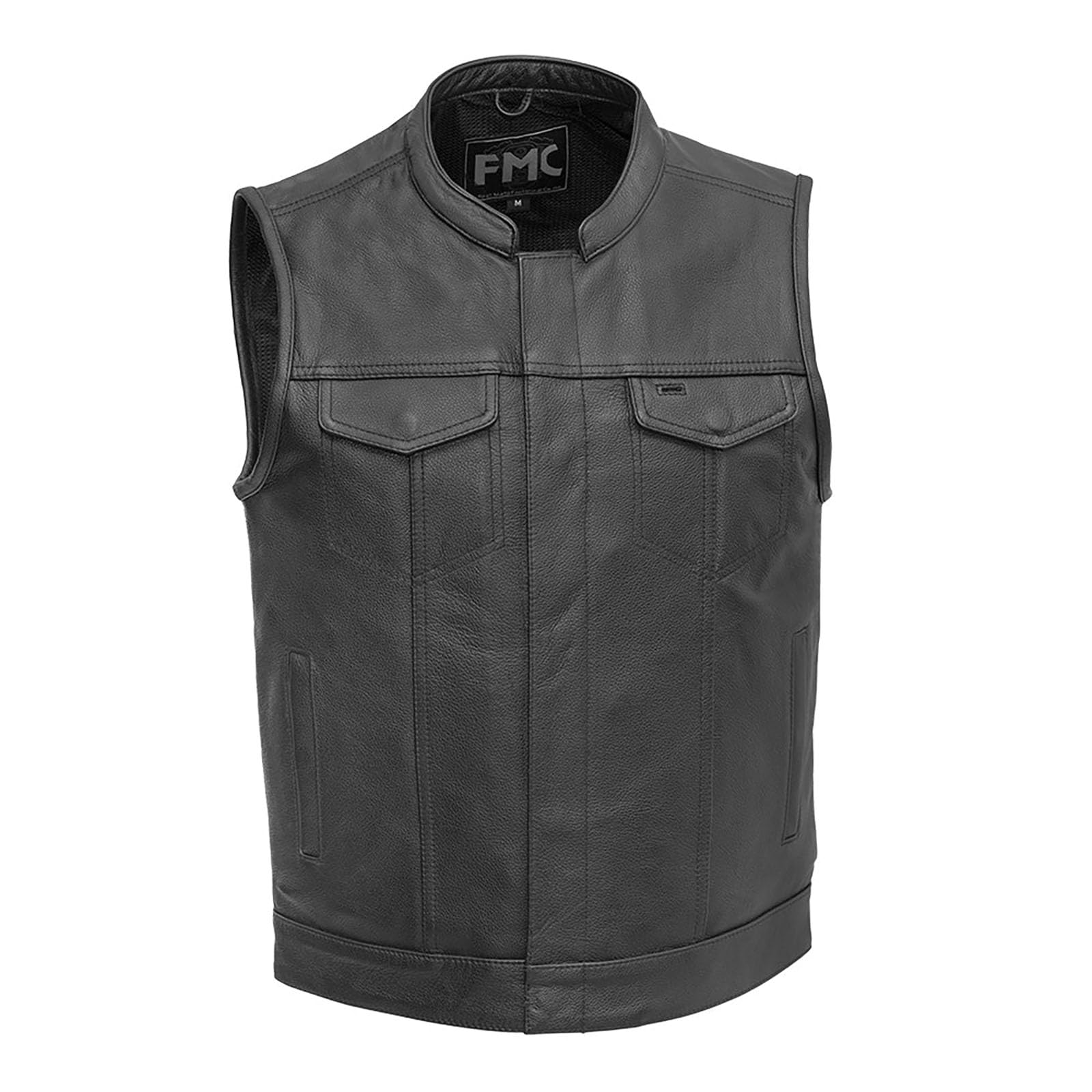 FIRST MFG CO Men's Leather Motorcycle Vest - Biker Jacket for Harley Davidson & Cruiser Riders - Durable Biker Club Vest for Riding & Motorcycle Events