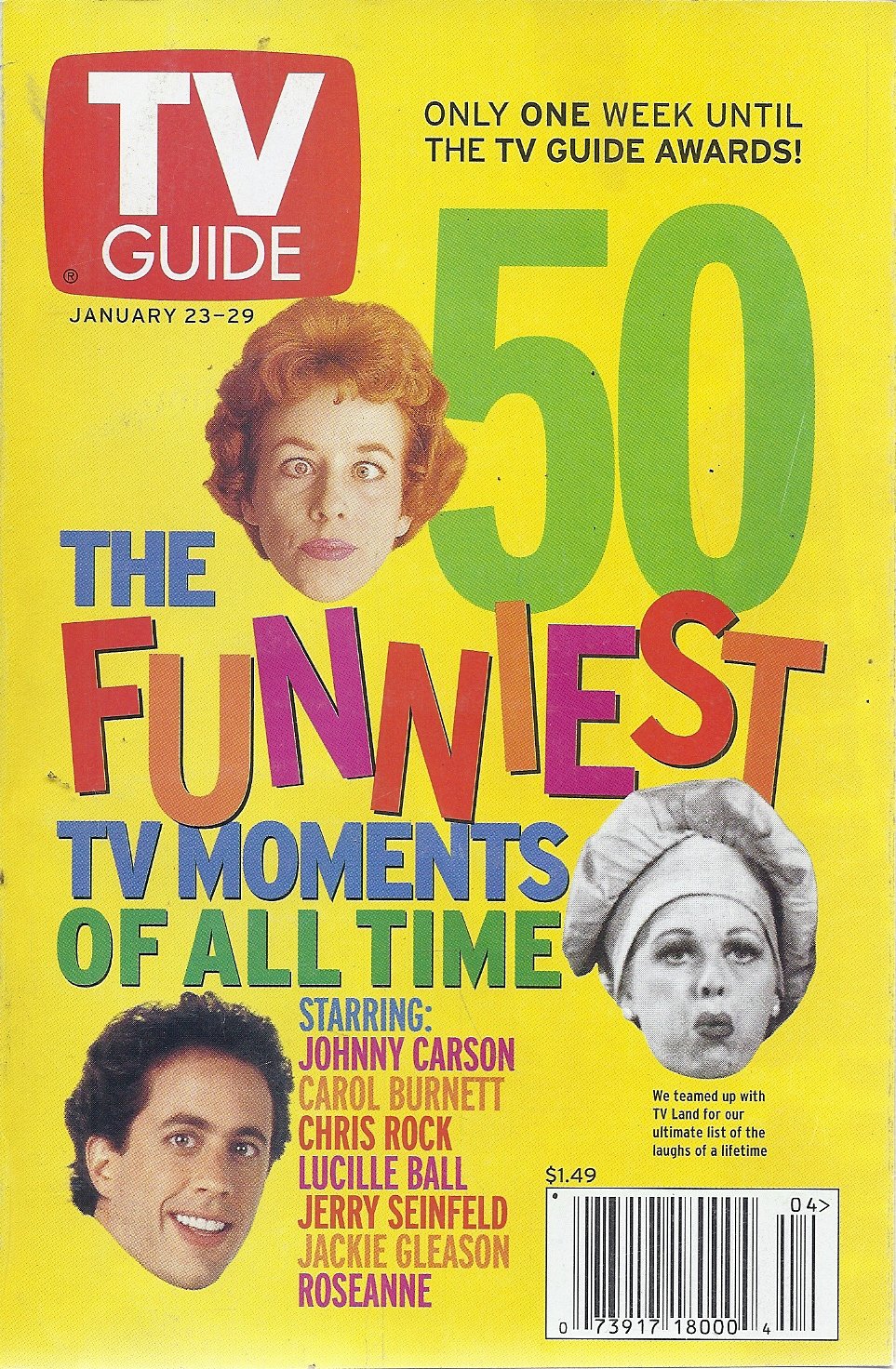 TV Guide January 23-29, 1999 | 50 Funniest TV Moments of All Time - Perfect for TV Lovers & Nostalgic Entertainment Collectors