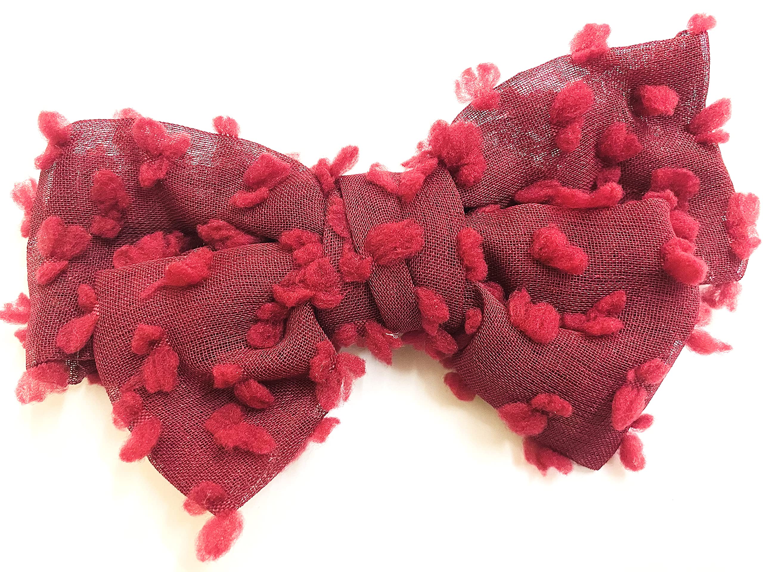 AShop Linen Big Bow Hair Clip for Girls & Women - Red Barrettes for Everyday Wear, Weddings & Special Occasions