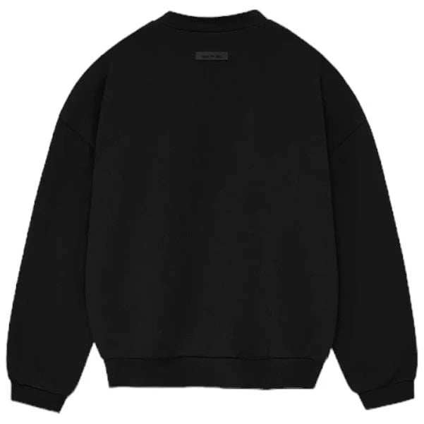 Fear Of God Essentials Jet Black Crewneck Sweatshirt - Men's Casual Pullover for Streetwear & Loungewear - Perfect for Everyday Wear & Layering