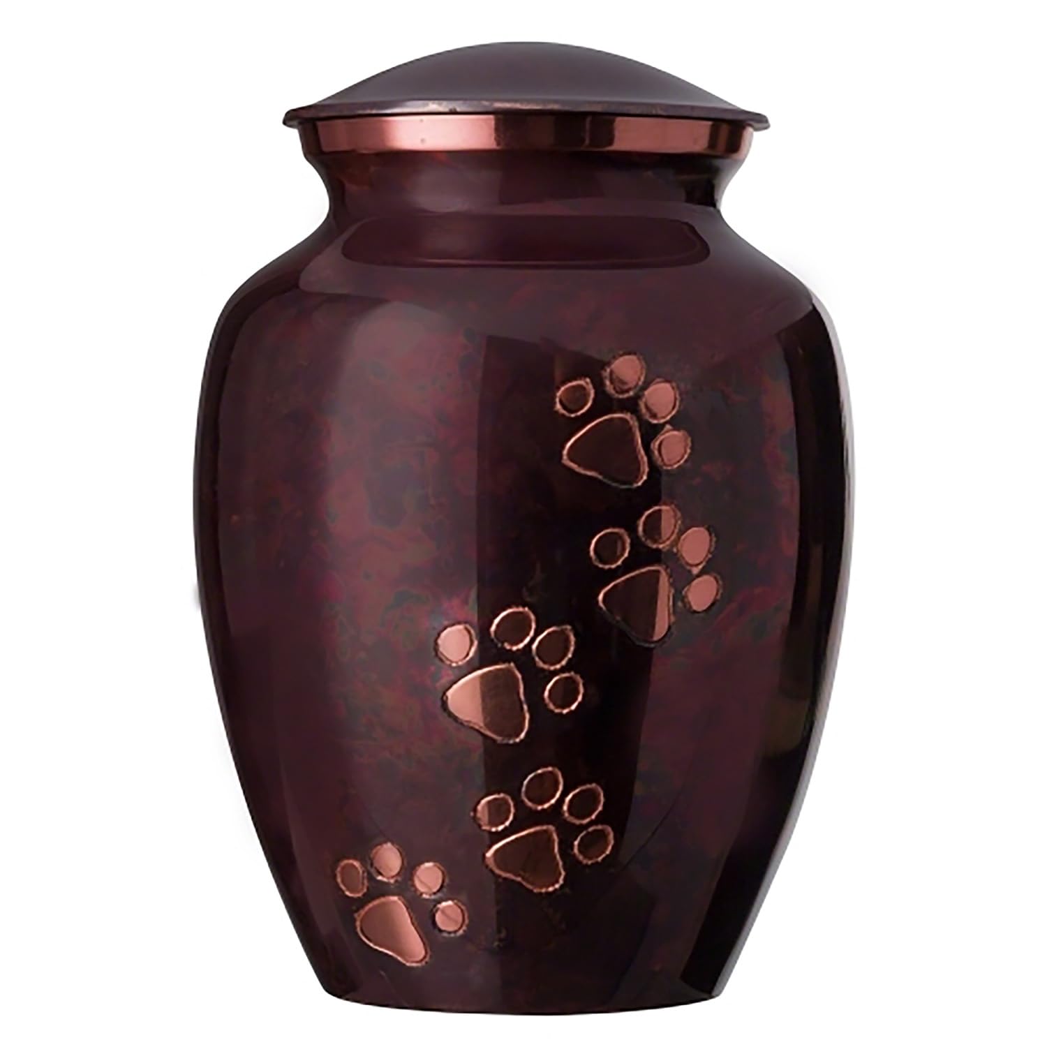 Hand Carved Brass Pet Cremation Urn for Dogs and Cats - Ottillie Paws Legacy Memorial Keepsake Urn (Raku, Vertical) - Perfect for Home Display and Memorial Services