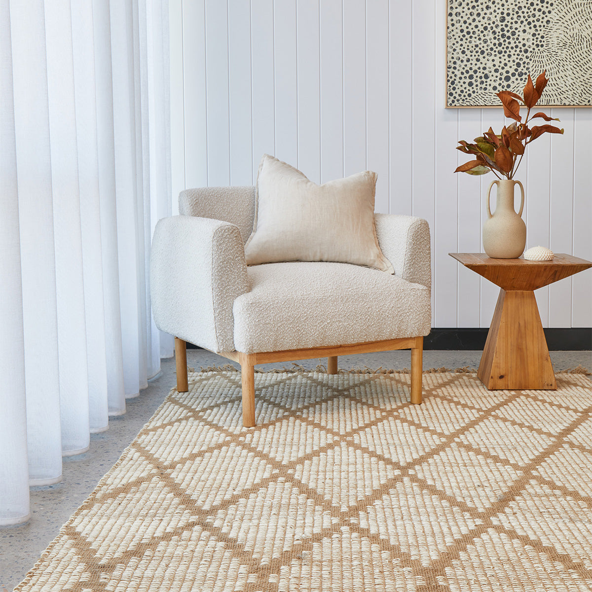 Handmade Bali Rug - Premium Jute & Cotton Boho Chic Area Rug for Living Room, Bedroom & Nursery - Eco-Friendly & Soft Floor Decor