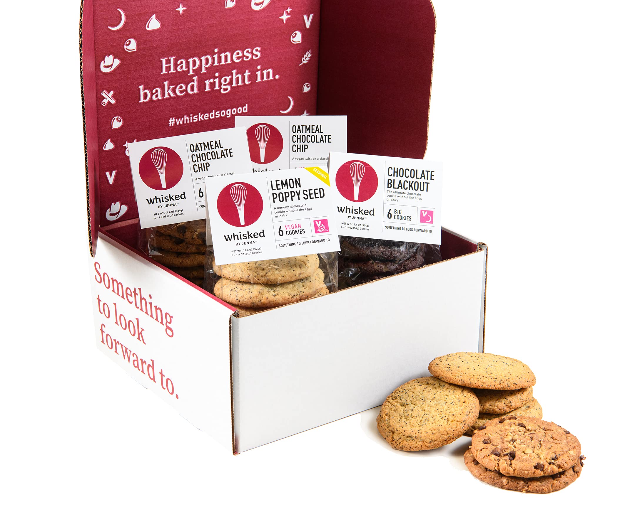 Whisked Vegan Cookie Gift Box - 24 Assorted Vegan Cookies in 4 Flavors | Perfect for Holidays, Gifts & Plant-Based Desserts