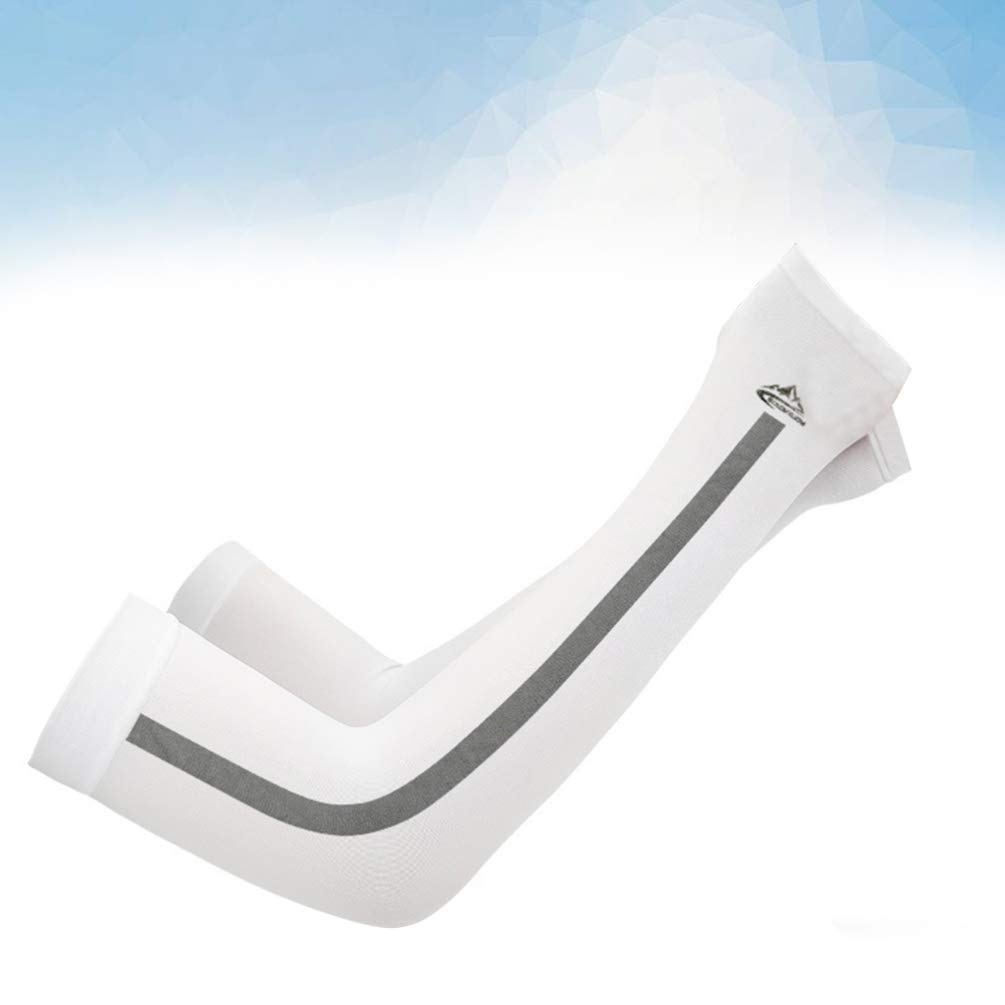 BESPORTBLE Cooling UV Protection Arm Sleeves - 1 Pair Unisex Long Sun Block Sleeves for Sports, Travel & Outdoor Activities | Breathable Skin Protect Arm Covers (White) - Perfect for Running, Cycling, Hiking & Summer Sun Protection