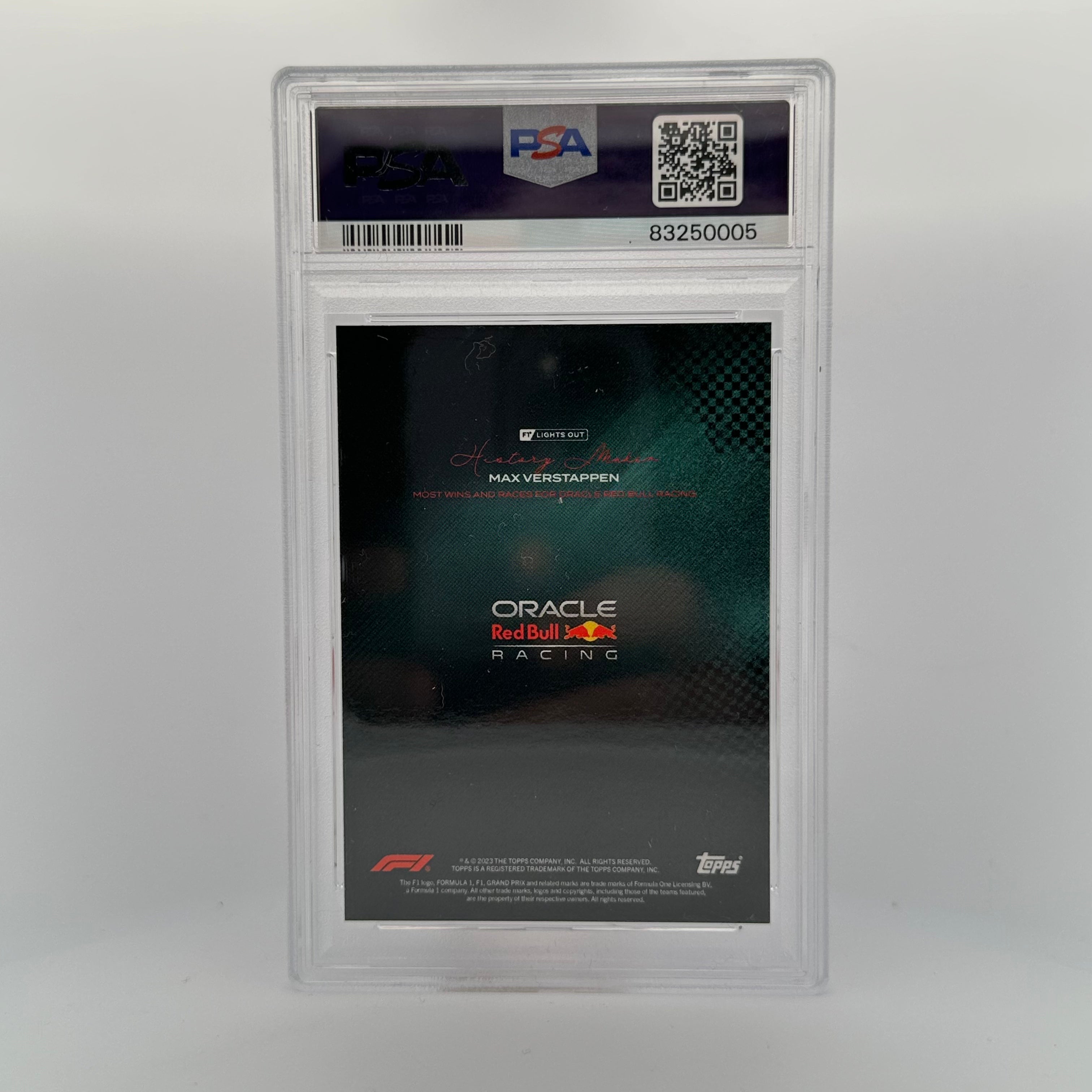 PSA 10 /99 Max Verstappen Most Wins And Races History Maker Teal - Rare Collectible Trading Card for F1 Fans and Sports Memorabilia Collectors