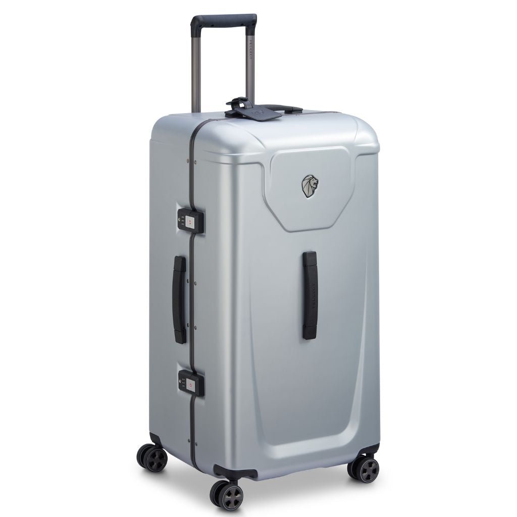 Peugeot Voyages 80cm Zipperless Hardshell Luggage Suitcase - Silver | Lightweight Spinner Trunk for Air Travel & Business Trips