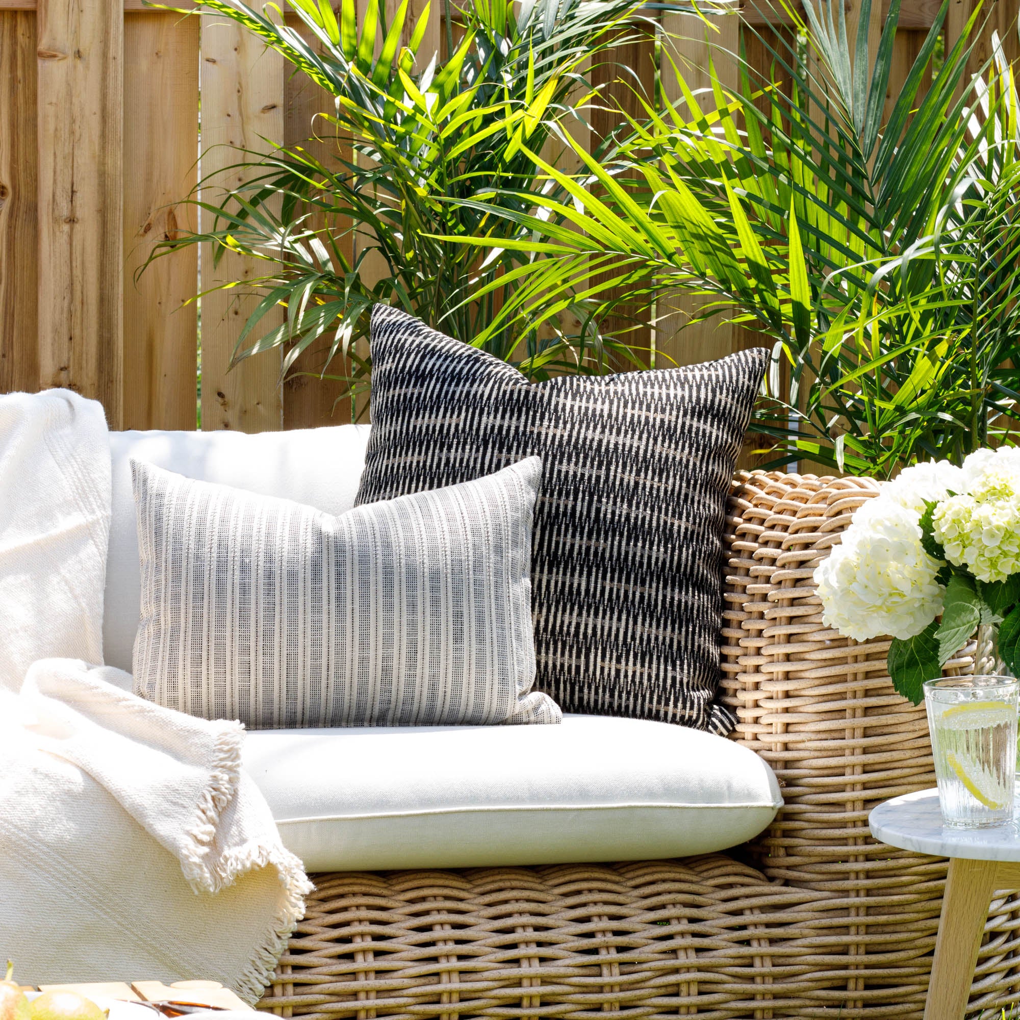 Bilbao 22x22 Outdoor Pillow - Waterproof Carbon Fiber Design - Perfect for Patio, Poolside & Garden Decor