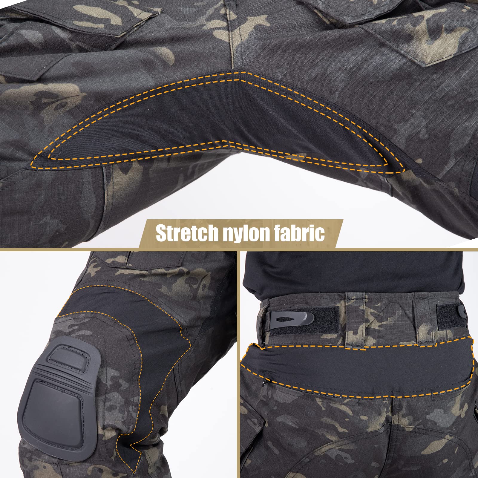 G3 Combat Pants with Knee Pads - Tactical Military Trousers for Men - Rip-Stop Airsoft Hunting Camo Pants - Perfect for Outdoor Adventures, Airsoft Games & Tactical Training