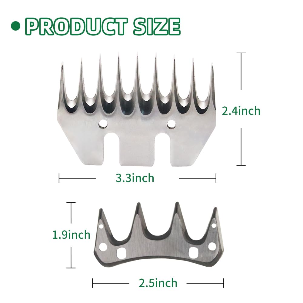 Professional 9-Tooth Sheep Shearing Comb & Cutter Blade Set - Heavy Duty Straight Blade for Sheep, Alpaca, Goats - Essential Farm & Livestock Grooming Tool for Wool Harvesting & Animal Care