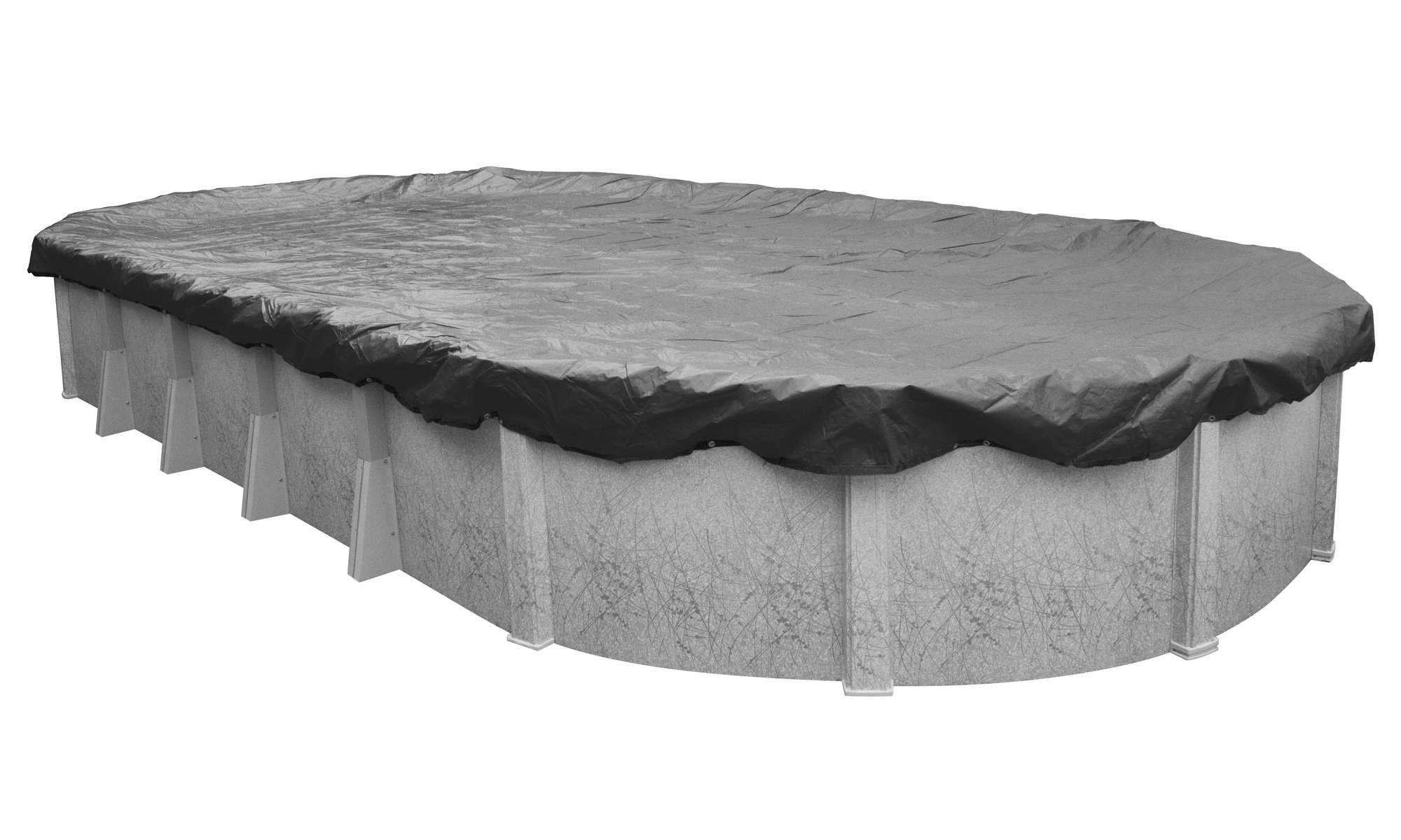 Pool Mate 511833-4-PM 20-Year Professional-Grade Oval Above-Ground Pool Winter Cover - 18 x 33 Feet, Charcoal - Heavy Duty Protection for In-Ground Pools During Cold Months