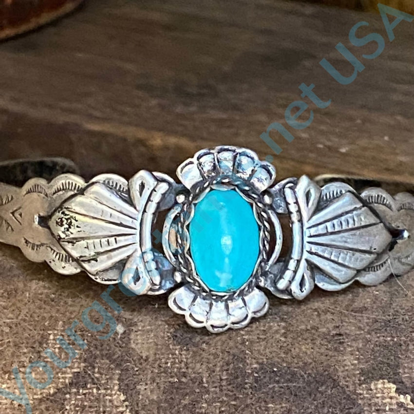 Vintage Fred Harvey Era Navajo Turquoise Bracelet - Sterling Silver Handmade Native American Jewelry for Women - Perfect for Boho Fashion, Western Style & Gift Giving